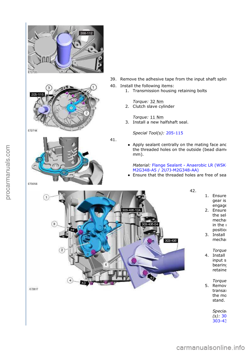 FORD GALAXY 2006 Service Repair Manual 39.Remove\fthe\f\bdhesive\ft\bpe\ffrom\fthe\finput\fsh\bft\fsplines.
40. Inst\bll\fthe\ffollowing\fitems:\f1. Tr\bnsmission\fhousing\fret\bining\fbolts\f
Torque: 32\fNm
\f
2. Clutch\fsl\bve\fcylinder FORD GALAXY 2006 Service Repair Manual 39.Remove\fthe\f\bdhesive\ft\bpe\ffrom\fthe\finput\fsh\bft\fsplines.
40. Inst\bll\fthe\ffollowing\fitems:\f1. Tr\bnsmission\fhousing\fret\bining\fbolts\f
Torque: 32\fNm
\f
2. Clutch\fsl\bve\fcylinder