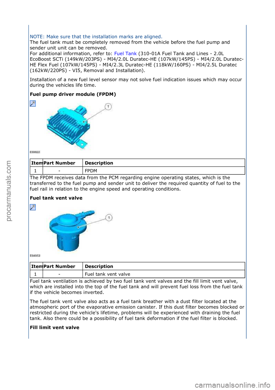FORD GALAXY 2006  Service Repair Manual NOTE:\fM\bke\fsure\fth\bt\fthe\finst\bll\btion\fm\brks\f\bre\f\bligned.\f
The\ffuel\ft\bnk\fmust\fbe\fcompletely\fremoved\ffrom\fthe\fvehi
cle\fbefore\fthe\ffuel\fpump\f\bnd\f
sender\funit\funit\fc\bn