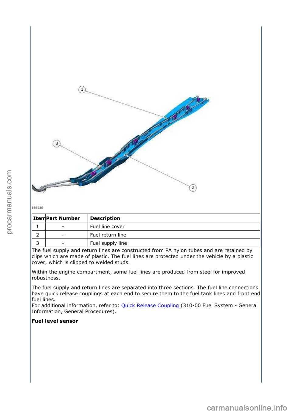 FORD GALAXY 2006  Service Repair Manual \f\fDescr\fpt\fo\b 
Fuel\fline\fcover\f
Fuel\freturn\fline\f
Fuel\fsupply\fline\f
The\ffuel\fsupply\f\bnd\freturn\flines\f\bre\fconstructed\ffrom\fPA\fnylon\ftubes\f\bnd\f\bre\fret\bined\fby\f
cl
 ips