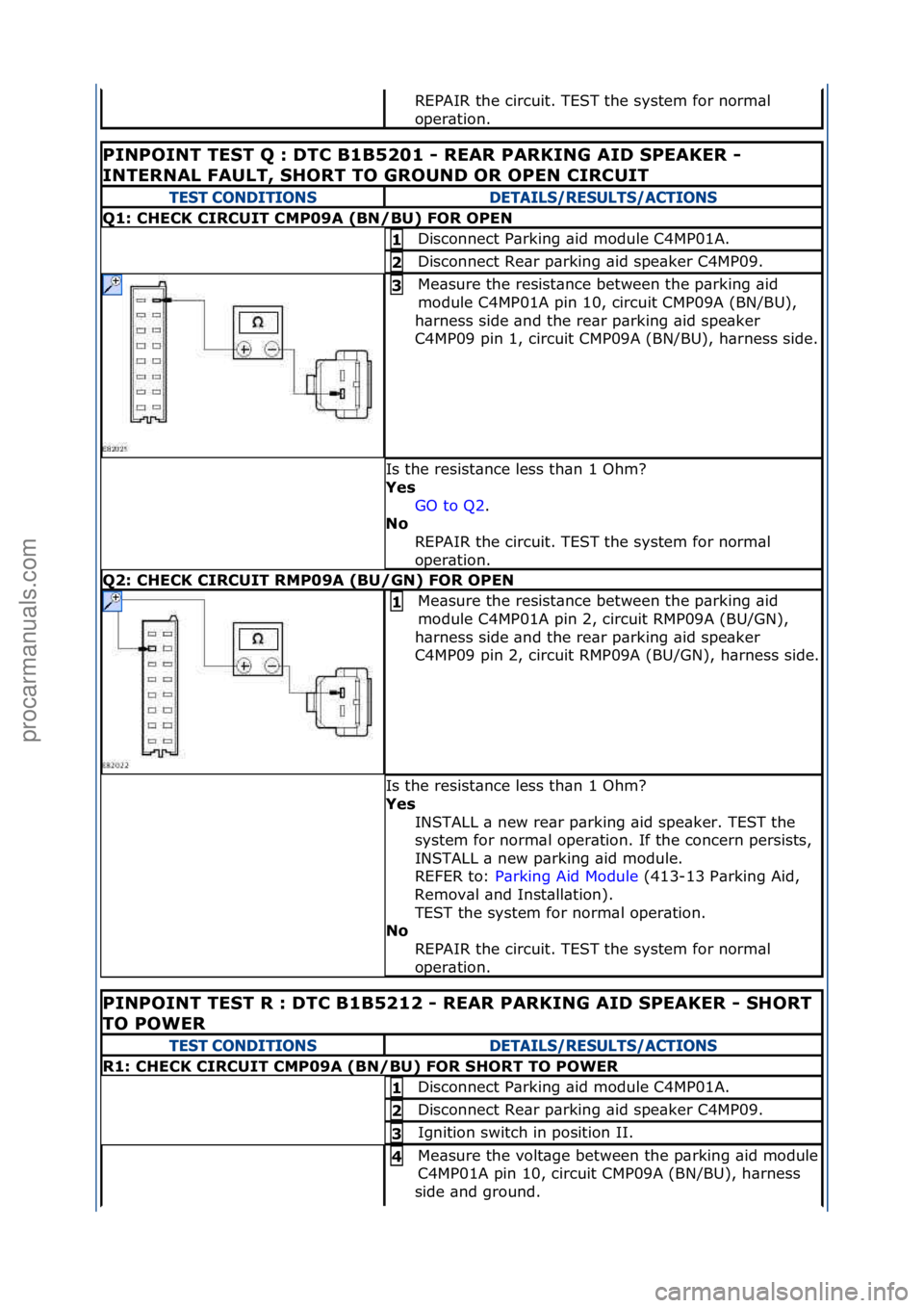FORD GALAXY 2006 Service Repair Manual REPAIR\fthe\fcircuit.\fTEST\fthe\fsystem\ffor\fnorm\bl\f
oper\btion.\f
PINPOINT\bTEST\bQ\b:\b\fTC\bB1B5201\b-\bREAR\bPARKING\bAI\f\bSPEAKER\b-\b
INTERNAL\bFAULT,\bSHORT\bTO\bGROUN\f\bOR\bOPEN\bCIRCUIT FORD GALAXY 2006 Service Repair Manual REPAIR\fthe\fcircuit.\fTEST\fthe\fsystem\ffor\fnorm\bl\f
oper\btion.\f
PINPOINT\bTEST\bQ\b:\b\fTC\bB1B5201\b-\bREAR\bPARKING\bAI\f\bSPEAKER\b-\b
INTERNAL\bFAULT,\bSHORT\bTO\bGROUN\f\bOR\bOPEN\bCIRCUIT