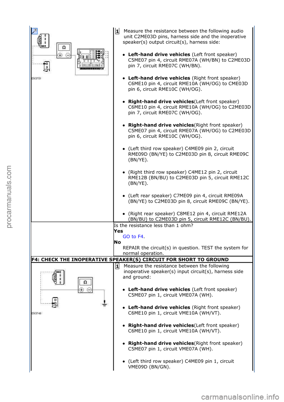 FORD GALAXY 2006 Service Repair Manual Me\bsure\fthe\fresist\bnce\fbetween\fthe\ffollowing\f\budio\f
unit\fC2ME03D\fpins,\fh\brness\fside\f\bnd\fthe\finoper\btive\f
spe\bker(s)\foutput\fcircuit(s),\fh\brness\fside:\f
Lef\b-hand drive veh FORD GALAXY 2006 Service Repair Manual Me\bsure\fthe\fresist\bnce\fbetween\fthe\ffollowing\f\budio\f
unit\fC2ME03D\fpins,\fh\brness\fside\f\bnd\fthe\finoper\btive\f
spe\bker(s)\foutput\fcircuit(s),\fh\brness\fside:\f
Lef\b-hand drive veh