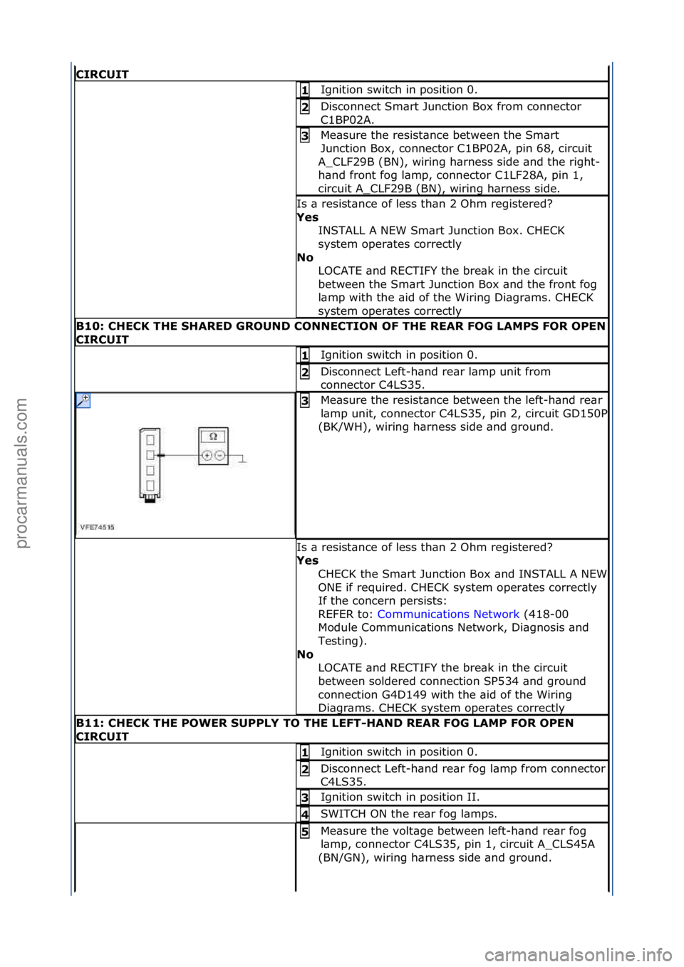 FORD GALAXY 2006  Service Repair Manual CIRCUIT
Ignition\fswitch\fin\fposition\f0.\f1\b
Disconnect\fSm\brt\fJunction\fBox\ffrom\fconnector\f
C1BP02A.\f2\b
Me\bsure\fthe\fresist\bnce\fbetween\fthe\fSm\brt\f
Junction\fBox,\fconnector\fC1BP02A