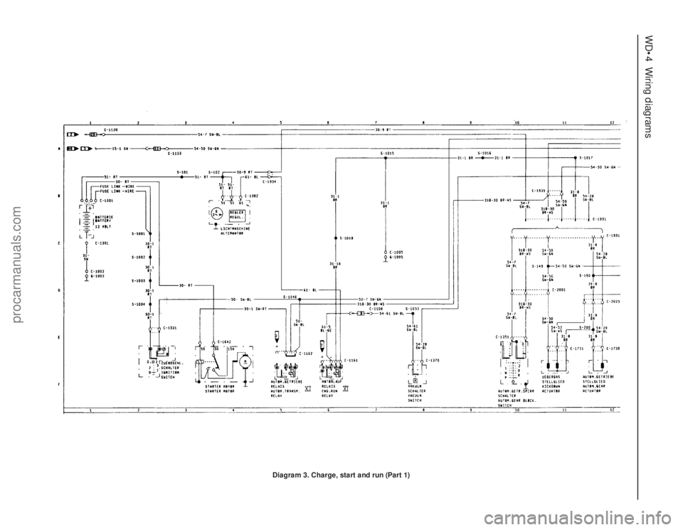 FORD GRANADA 1985  Service Repair Manual WD•4Wiring diagrams
Diagram 3. Charge, start and run (Part 1)
procarmanuals.com 