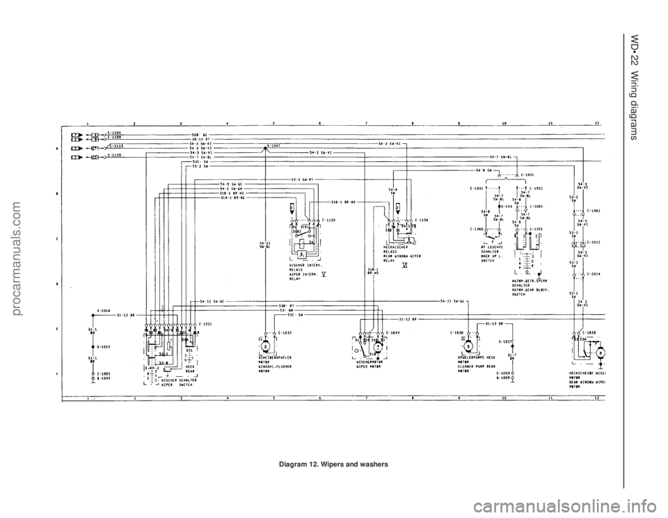 FORD GRANADA 1985  Service Repair Manual WD•22Wiring diagrams
Diagram 12. Wipers and washers
procarmanuals.com 