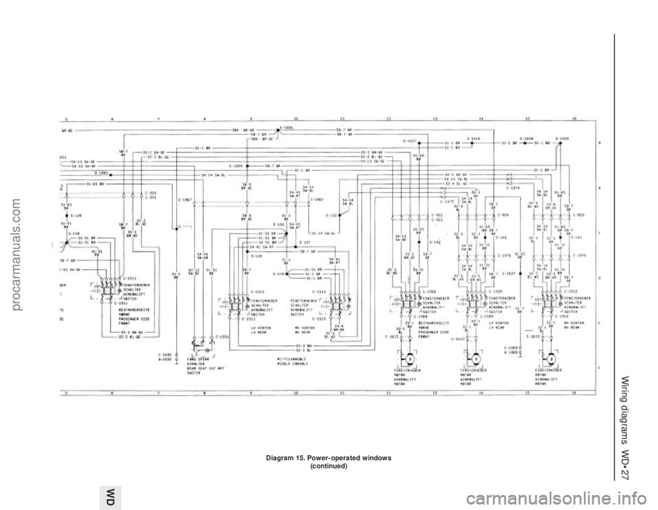 FORD GRANADA 1985  Service Repair Manual Wiring diagrams  WD•27
WD
Diagram 15. Power-operated windows
(continued)
procarmanuals.com 