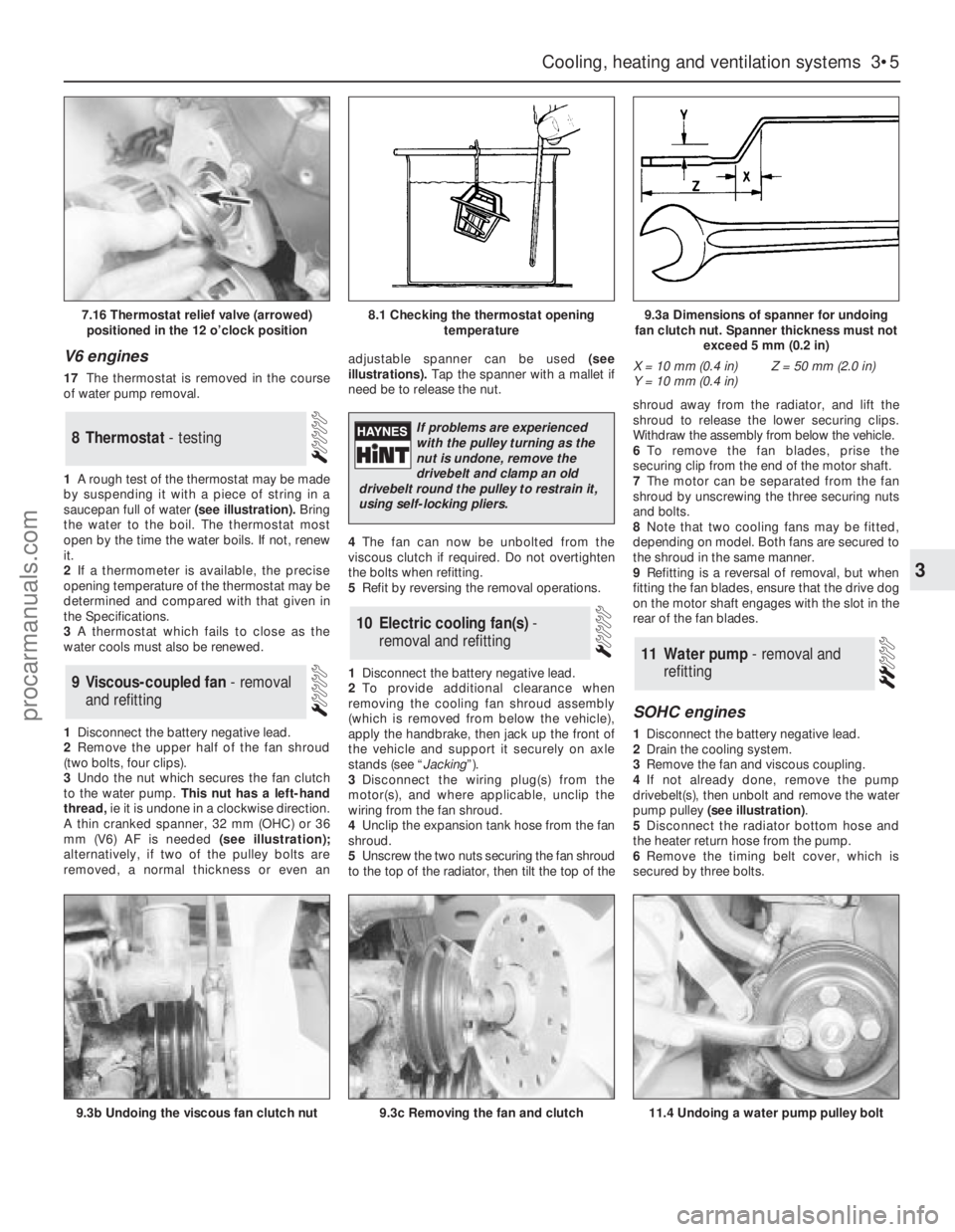 FORD GRANADA 1985 Service Repair Manual V6 engines
17The thermostat is removed in the course
of water pump removal.
1A rough test of the thermostat may be made
by suspending it with a piece of string in a
saucepan full of water(see illustra FORD GRANADA 1985 Service Repair Manual V6 engines
17The thermostat is removed in the course
of water pump removal.
1A rough test of the thermostat may be made
by suspending it with a piece of string in a
saucepan full of water(see illustra