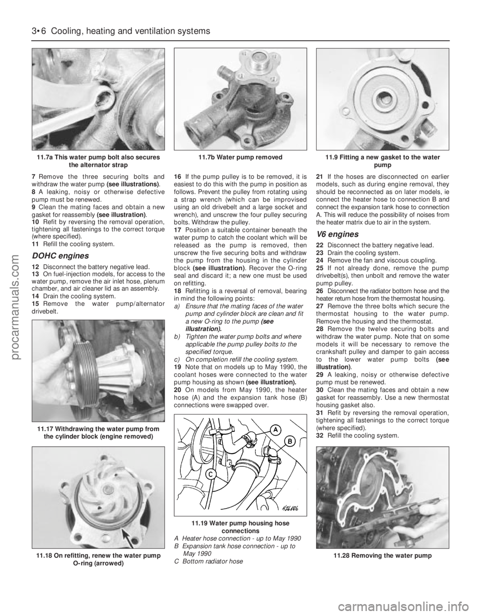 FORD GRANADA 1985 Service Repair Manual 7Remove the three securing bolts and
withdraw the water pump (see illustrations).
8A leaking, noisy or otherwise defective
pump must be renewed.
9Clean the mating faces and obtain a new
gasket for rea FORD GRANADA 1985 Service Repair Manual 7Remove the three securing bolts and
withdraw the water pump (see illustrations).
8A leaking, noisy or otherwise defective
pump must be renewed.
9Clean the mating faces and obtain a new
gasket for rea