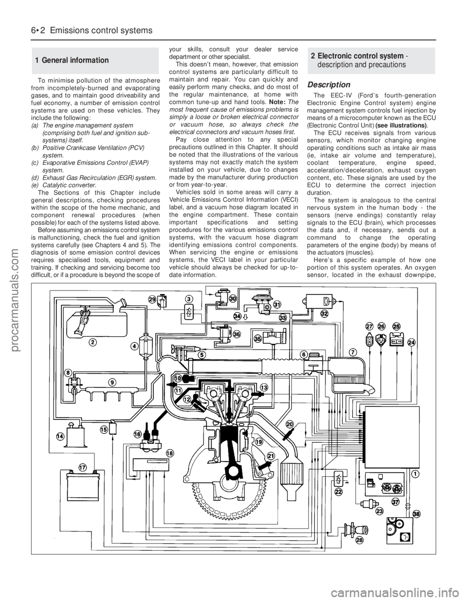 FORD MONDEO 1993 Service Repair Manual To minimise pollution of the atmosphere
from incompletely-burned and evaporating
gases, and to maintain good driveability and
fuel economy, a number of emission control
systems are used on these vehic FORD MONDEO 1993 Service Repair Manual To minimise pollution of the atmosphere
from incompletely-burned and evaporating
gases, and to maintain good driveability and
fuel economy, a number of emission control
systems are used on these vehic