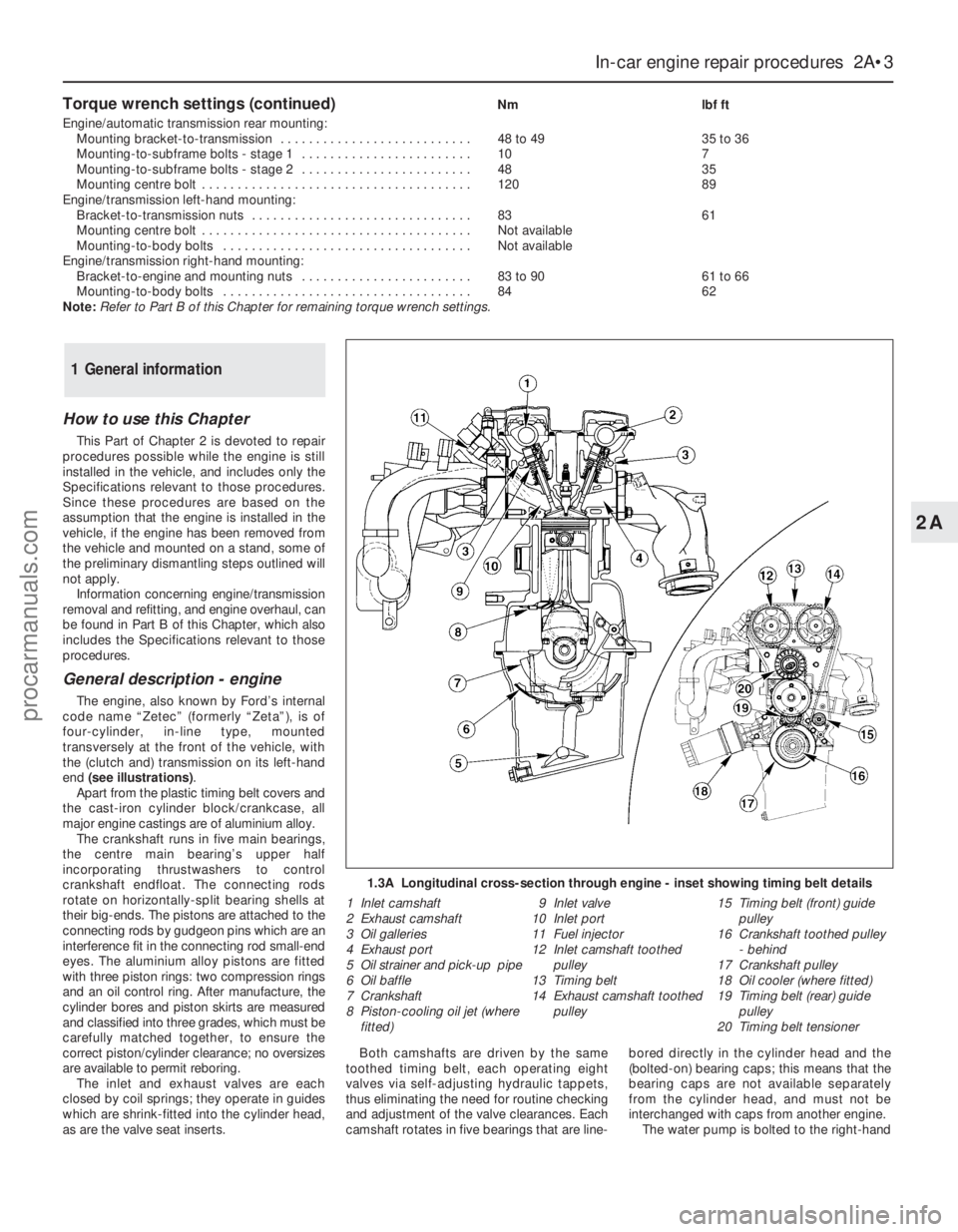 FORD MONDEO 1993 Service Repair Manual Torque wrench settings (continued)Nm lbf ft
Engine/automatic transmission rear mounting:
Mounting bracket-to-transmission . . . . . . . . . . . . . . . . . . . . . . . . . . . 48 to 49 35 to 36
Mount FORD MONDEO 1993 Service Repair Manual Torque wrench settings (continued)Nm lbf ft
Engine/automatic transmission rear mounting:
Mounting bracket-to-transmission . . . . . . . . . . . . . . . . . . . . . . . . . . . 48 to 49 35 to 36
Mount