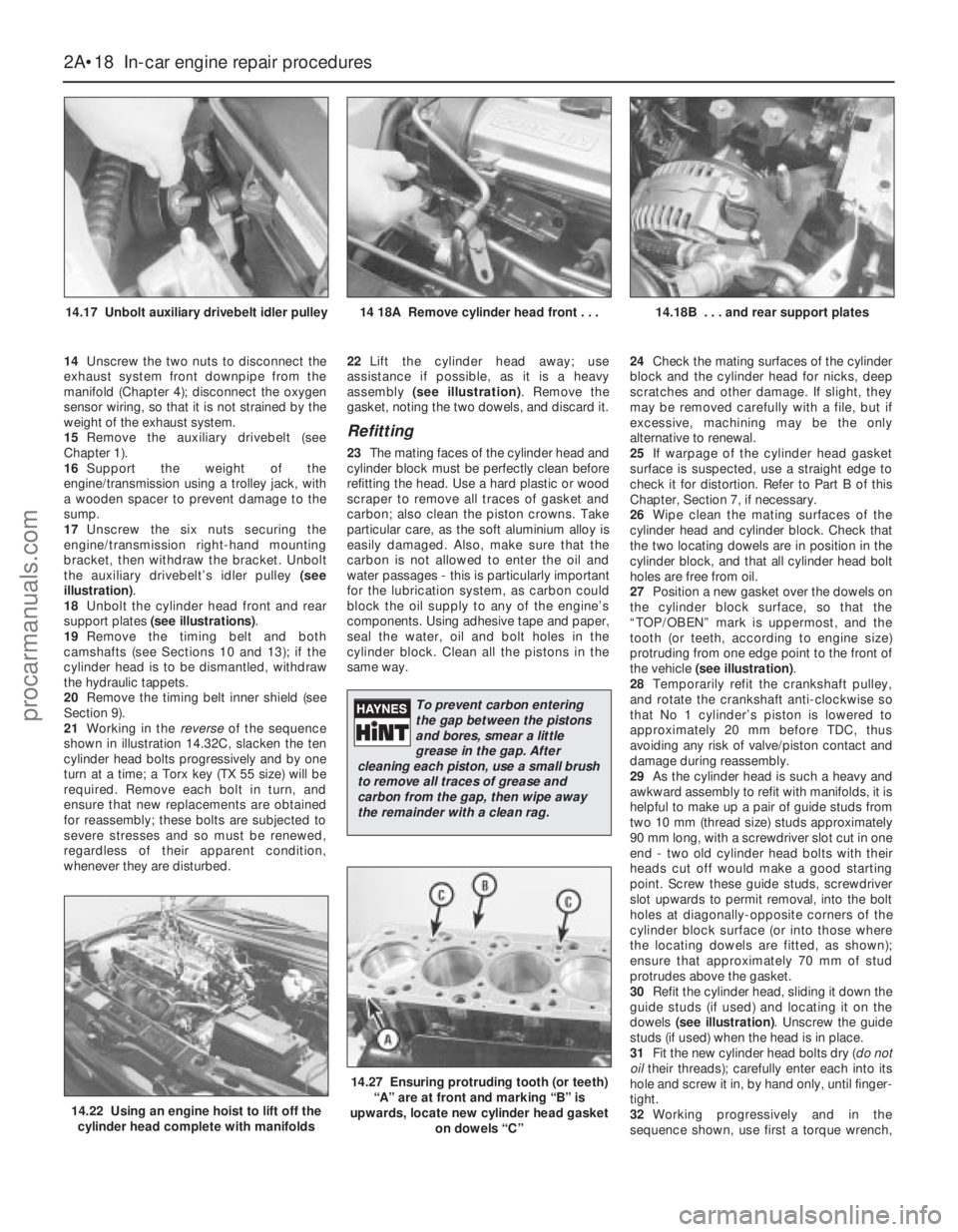FORD MONDEO 1993 Service Repair Manual 14Unscrew the two nuts to disconnect the
exhaust system front downpipe from the
manifold (Chapter 4); disconnect the oxygen
sensor wiring, so that it is not strained by the
weight of the exhaust syste FORD MONDEO 1993 Service Repair Manual 14Unscrew the two nuts to disconnect the
exhaust system front downpipe from the
manifold (Chapter 4); disconnect the oxygen
sensor wiring, so that it is not strained by the
weight of the exhaust syste