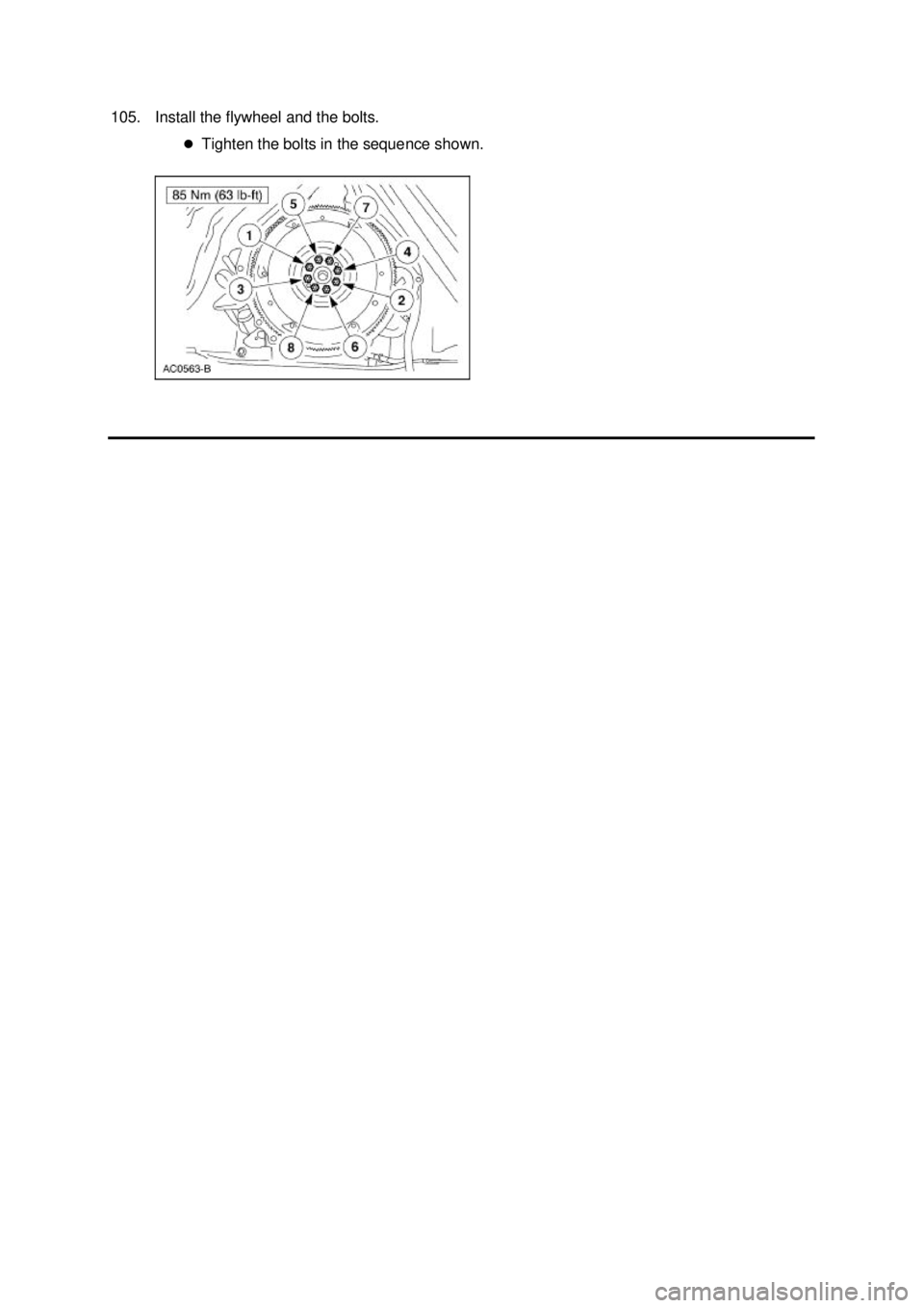 FORD MUSTANG 2003  Workshop Manual 105. Install the flywheel and the bolts. 
�zTighten the bolts in the sequence shown.  Klj .  35 ba
  352003 Mustang Workshop Manual
17. 11. 2011file:///C:/Ford/2000 - 2004/tsocache/SHEF_4464/S3B~