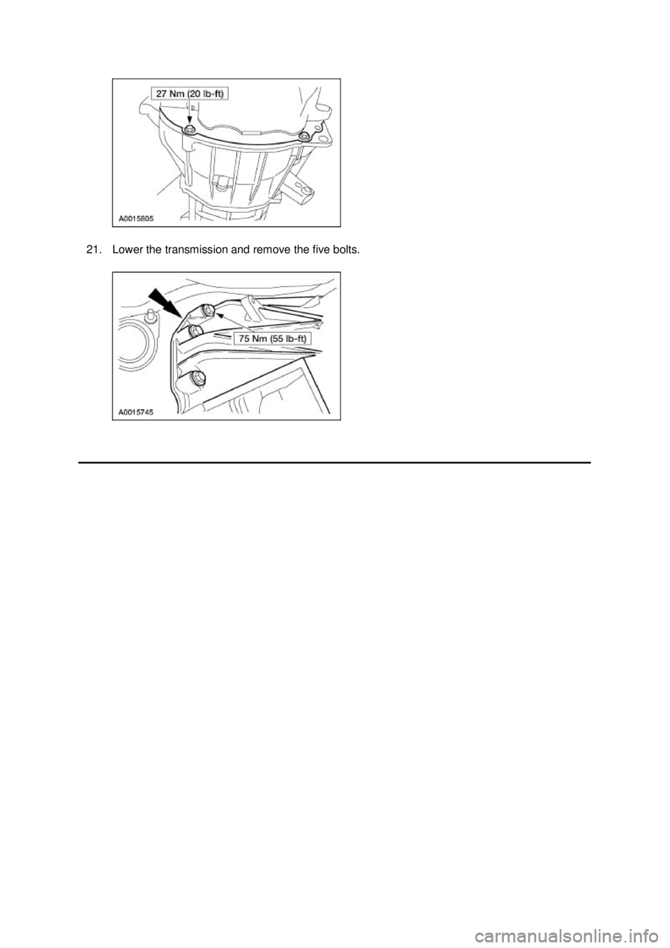 FORD MUSTANG 2003  Workshop Manual 21. Lower the transmission and remove the five bolts.  Klj .  5 ba
  52003 Mustang Workshop Manual
18. 11. 2011file:///C:/Ford/2000 - 2004/tsocache/SHEF_2308/S3B~us~en~ ... 