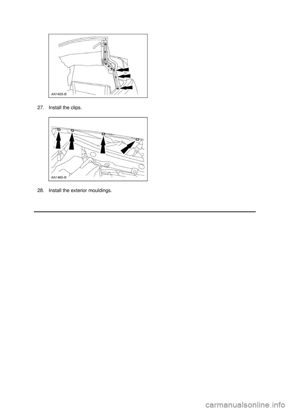 FORD MUSTANG 2003  Workshop Manual 27. Install the clips. 
28. Install the exterior mouldings.  Klj .  13 ba
  132003 Mustang Workshop Manual
18. 11. 2011file:///C:/Ford/2000 - 2004/tsocache/SHEF_5108/S3B~us~en~ ... 