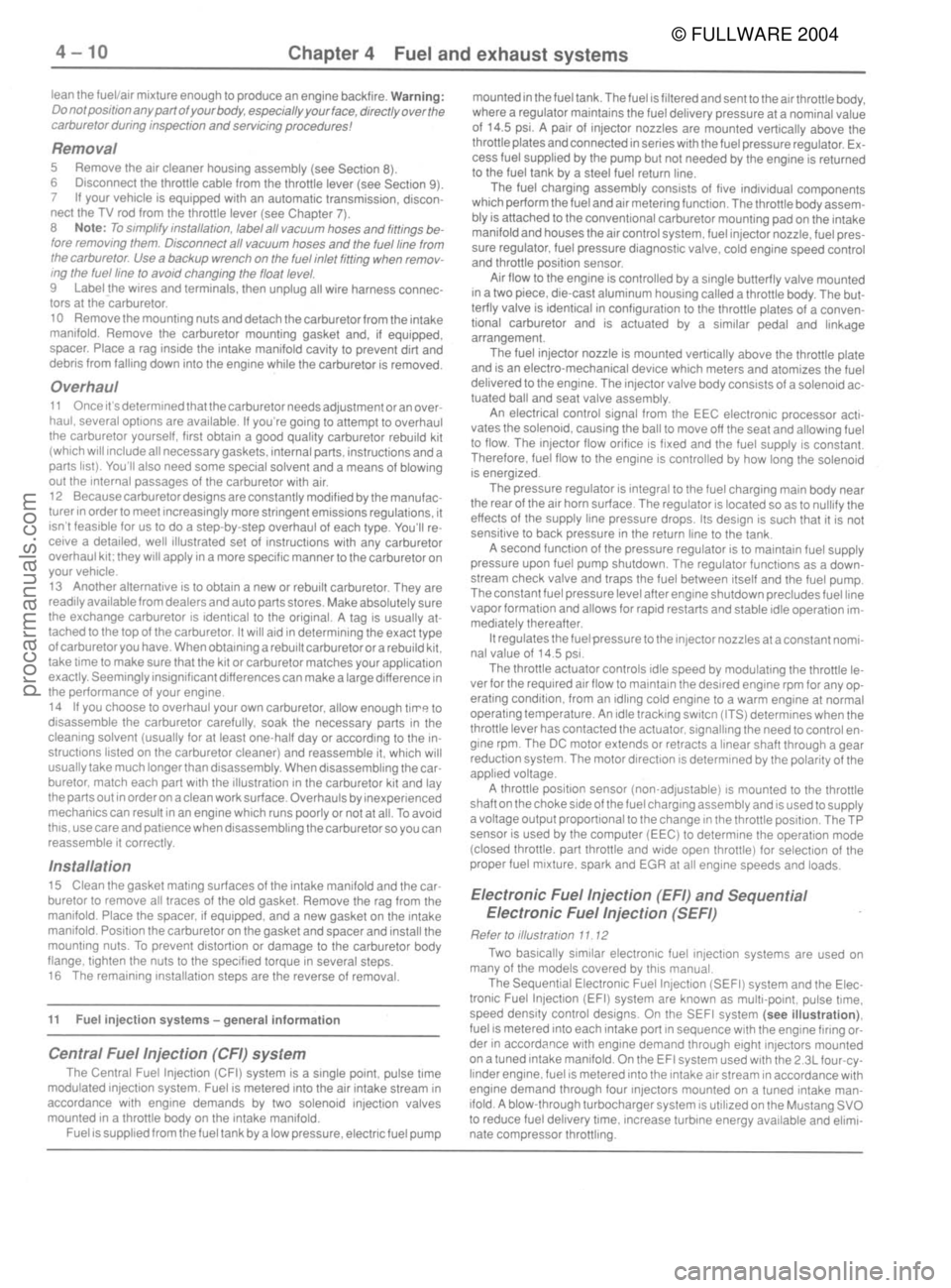 FORD MUSTANG 1979  Service Repair Manual © FULLWARE 2004procarmanuals.com 