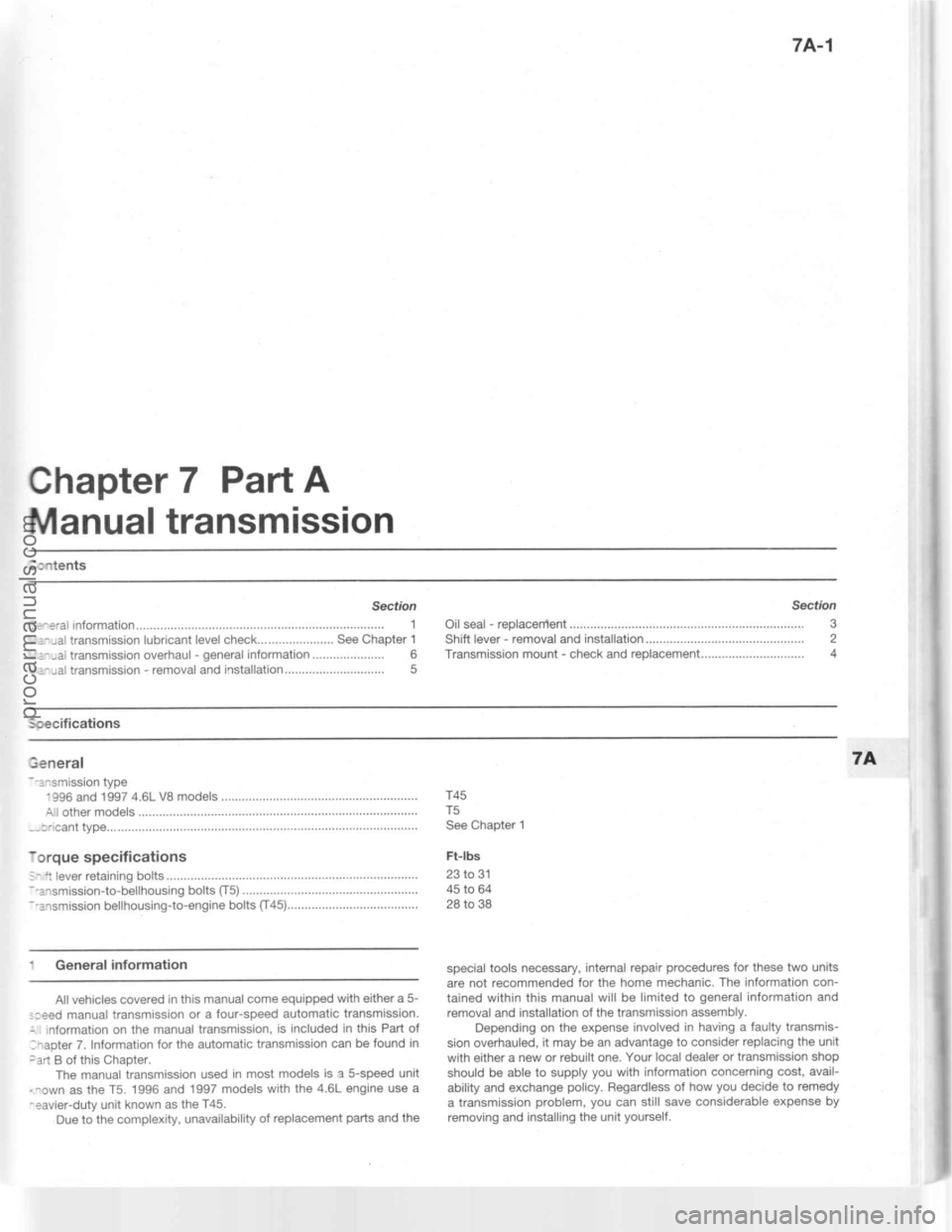 FORD MUSTANG 1994  Service Repair Manual procarmanuals.com 