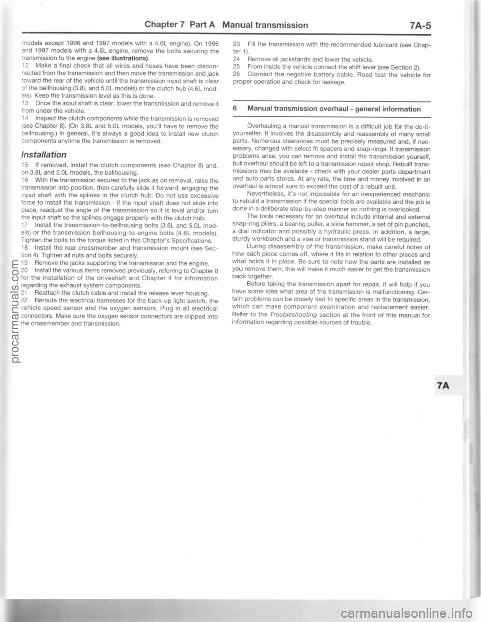 FORD MUSTANG 1994  Service Repair Manual procarmanuals.com 