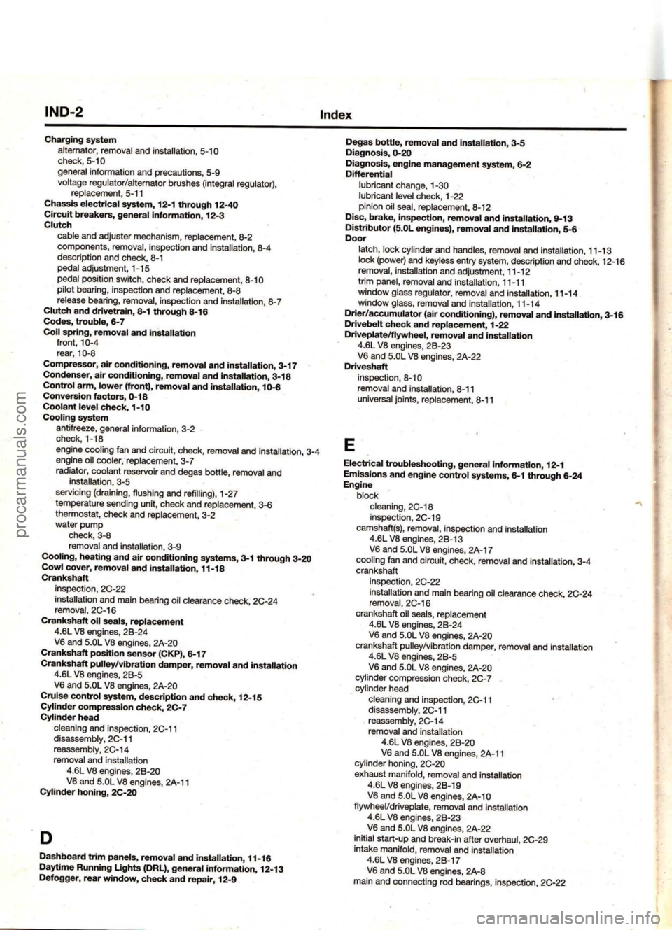 FORD MUSTANG 1994  Service Repair Manual procarmanuals.com 