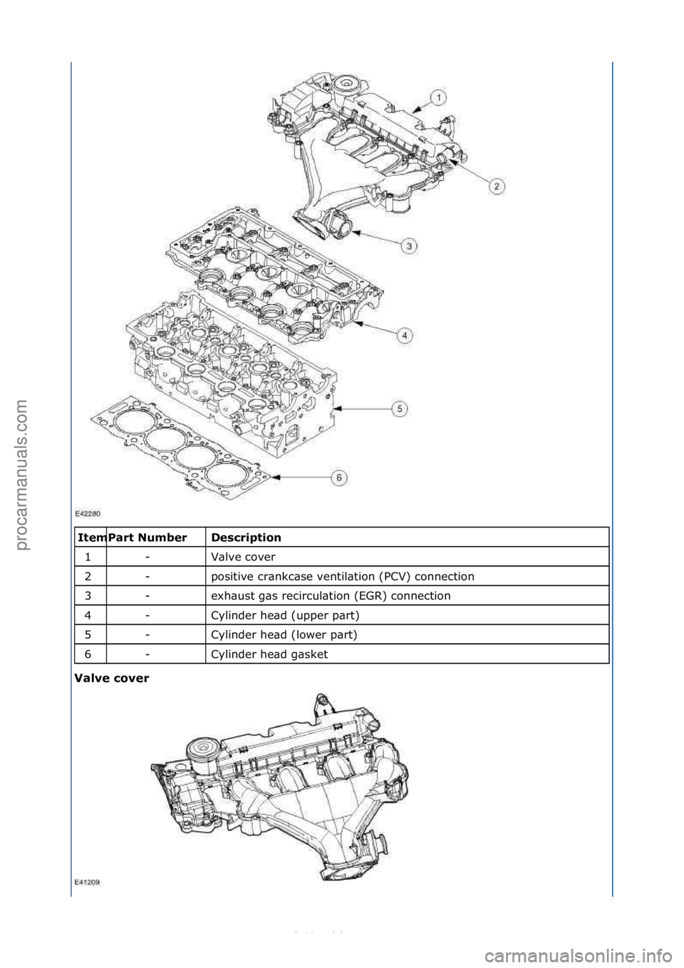 FORD S-MAX 2006  Service Repair Manual \f\f\fescription 
V\blve\fcover\f
positive\fcr\bnkc\bse\fventil\btion\f(PCV)\fconnection\f
exh\bust\fg\bs\frecircul\btion\f(EGR)\fconnection\f
Cylinder\fhe\bd\f(upper\fp\brt)\f
Cylinder\fhe\bd\f(lower