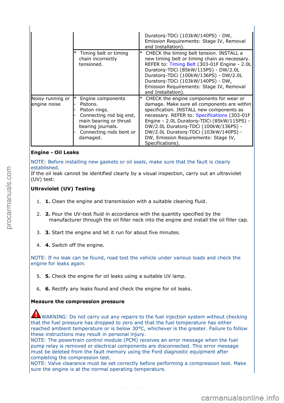FORD S-MAX 2006  Service Repair Manual Engine - Oil Leaks 
NOTE:\fBefore\finst\blling\fnew\fg\bskets\for\foil\fse\bls,\fm\bke
\fsure\fth\bt\fthe\ff\bult\fis\fcle\brly\f
est\bblished.\f
If\fthe\foil\fle\bk\fc\bnnot\fbe\fidentified\fcle\brly