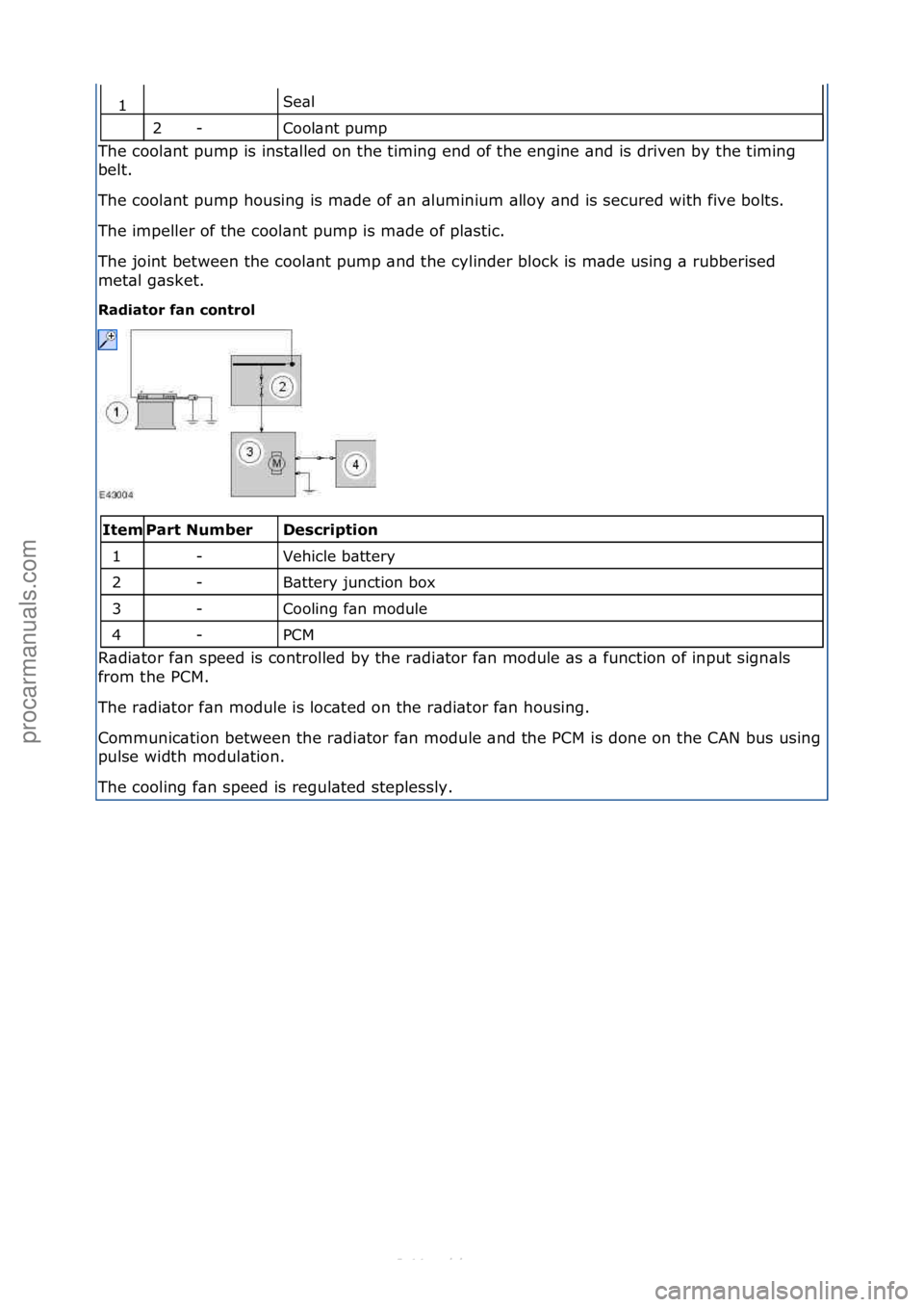FORD S-MAX 2006  Service Repair Manual Se\bl\f
Cool\bnt\fpump\f
The\fcool\bnt\fpump\fis\finst\blled\fon\fthe\ftiming\fend\fof\fthe\fengine\f\bnd\fis\fdriven\fby\fthe\ftiming\f
be
 lt.\f
The\fcool\bnt\fpump\fhousing\fis\fm\bde\fof\f\bn\f\bl