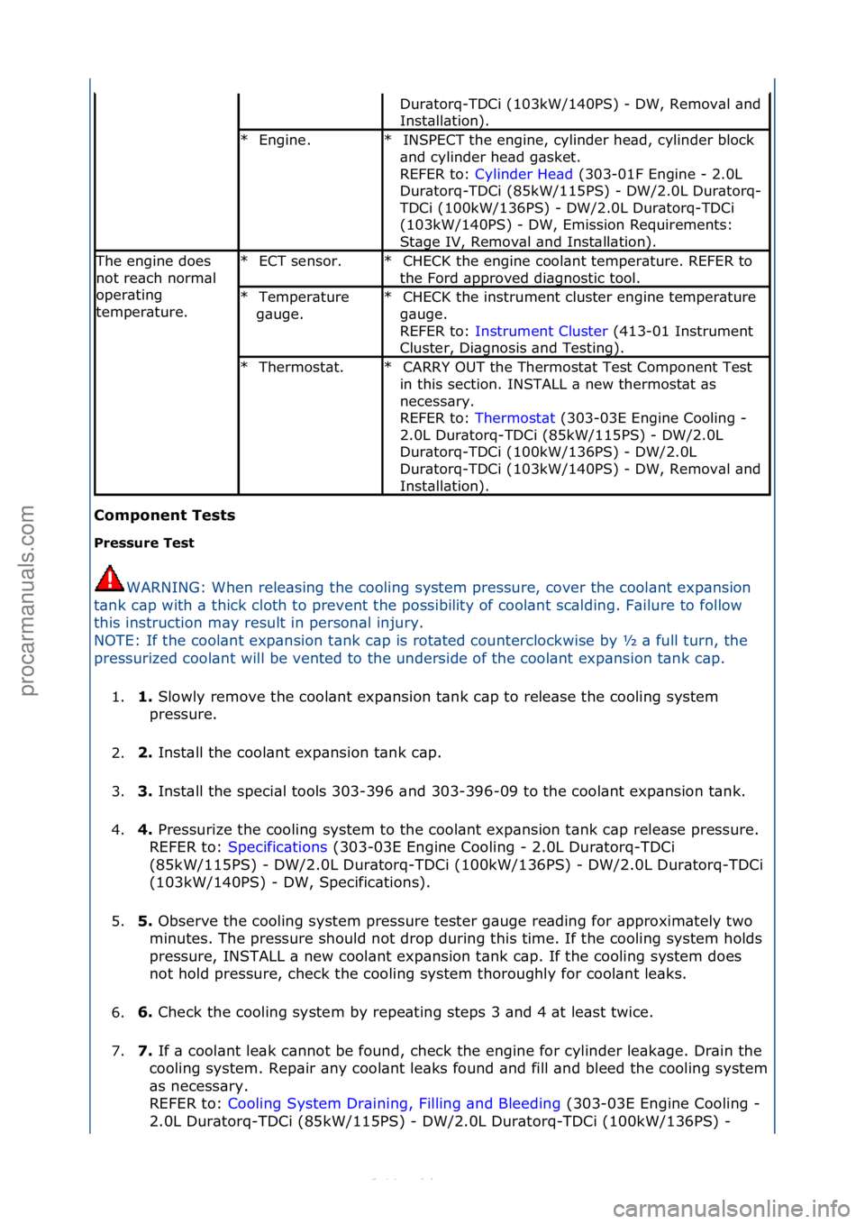 FORD S-MAX 2006  Service Repair Manual C\bmp\bnent Tests 
Pressure Test WARNING:\fWhen\frele\bsing\fthe\fcooling\fsystem\fpressure,\fcover\fthe\fcool\bnt\fexp\bnsion\f
t\b

nk\fc\bp\fwith\f\b\fthick\fcloth\fto\fprevent\fthe\fpossibility\fo