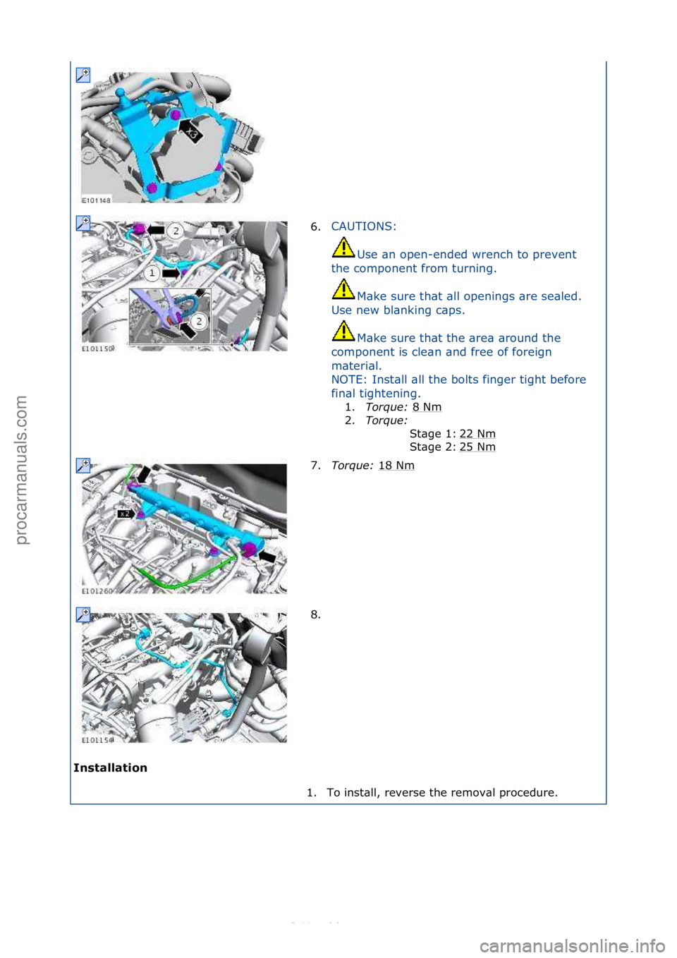 FORD S-MAX 2006  Service Repair Manual I\fst\bll\btio\f 6.
CAUTIONS:\f
Us

e\f\bn\fopen-ended\fwrench\fto\fprevent\f
the\fcomponent\ffrom\fturning.\f
M\bke\fsure\fth\bt\f\bll\fopenings\f\bre\fse\bled.\f
Use\fnew\fbl\bnking\fc\bps.\f\f
M\bk