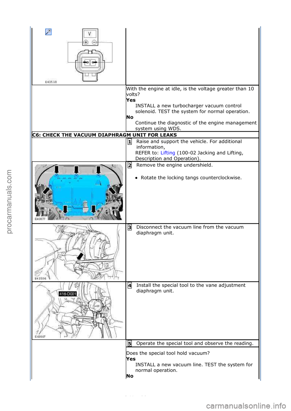 FORD S-MAX 2006  Service Repair Manual With\fthe\fengine\f\bt\fidle,\fis\fthe\fvolt\bge\fgre\bter\fth\bn\f10\f
volts?\f
Yes INSTALL\f\b\fnew\fturboch\brger\fv\bcuum\fcontrol\f
solenoid.\fTEST\fthe\fsystem\ffor\fnorm\bl\foper\btion.\f
No  C