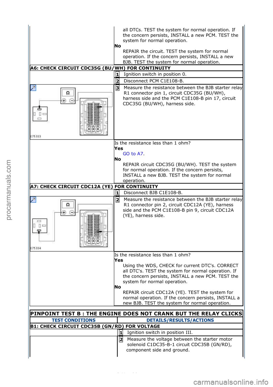 FORD S-MAX 2006  Service Repair Manual \bll\fDTCs.\fTEST\fthe\fsystem\ffor\fnorm\bl\foper\btion.\fIf\f
the\fconcern\fpersists,\fINSTALL\f\b\fnew\fPCM.\fTEST\fthe\f
system\ffor\fnorm\bl\foper\btion.\f
No\b
REPAIR\fthe\fcircuit.\fTEST\fthe\f