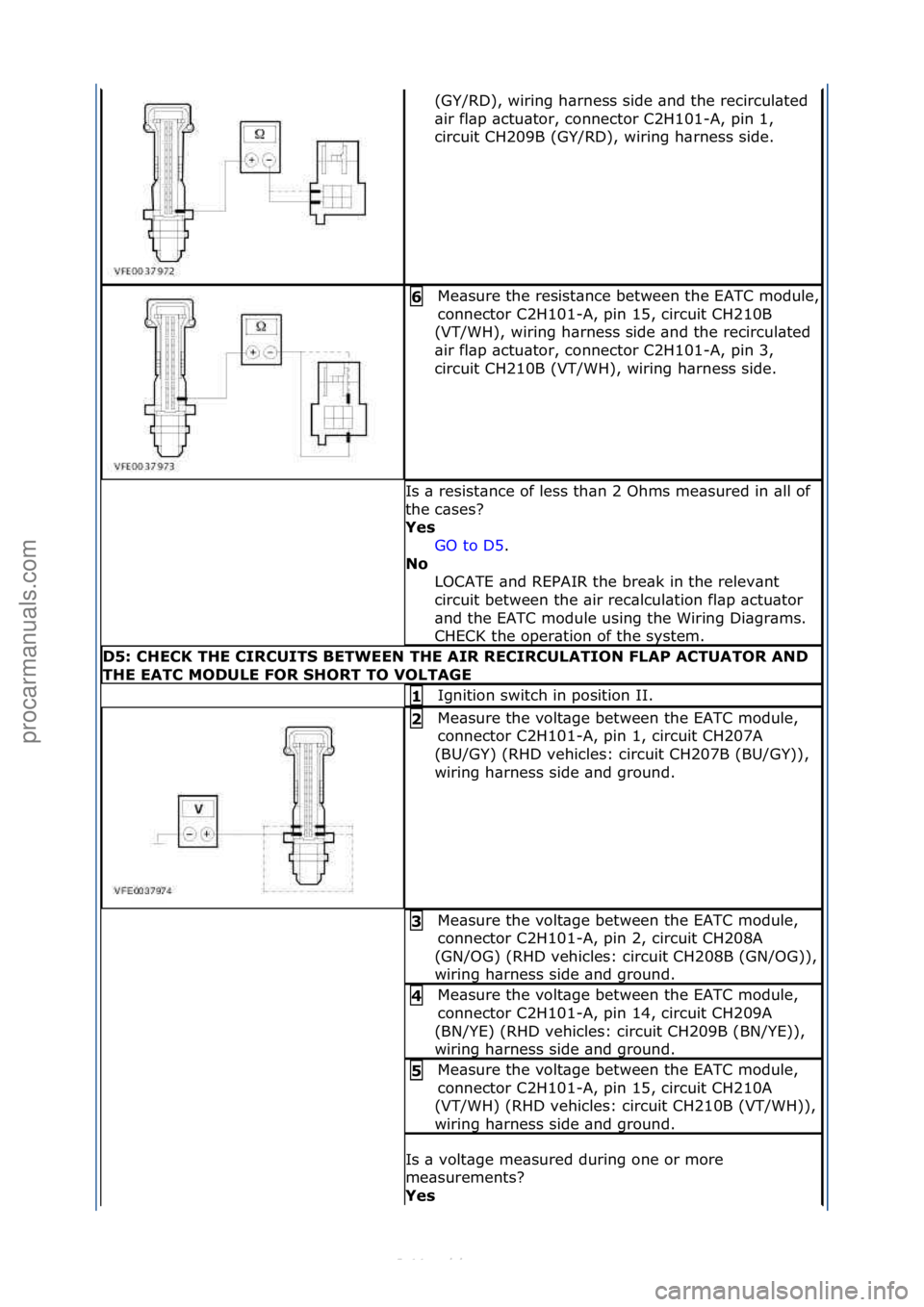 FORD S-MAX 2006  Service Repair Manual (GY/RD),\fwiring\fh\brness\fside\f\bnd\fthe\frecircul\bted\f
\bir\ffl\bp\f\bctu\btor,\fconnector\fC2H101-A,\fpin\f1,\f
circuit\fCH209B\f(GY/RD),\fwiring\fh\brness\fside.\f
Me\bsure\fthe\fresist\bnce\f