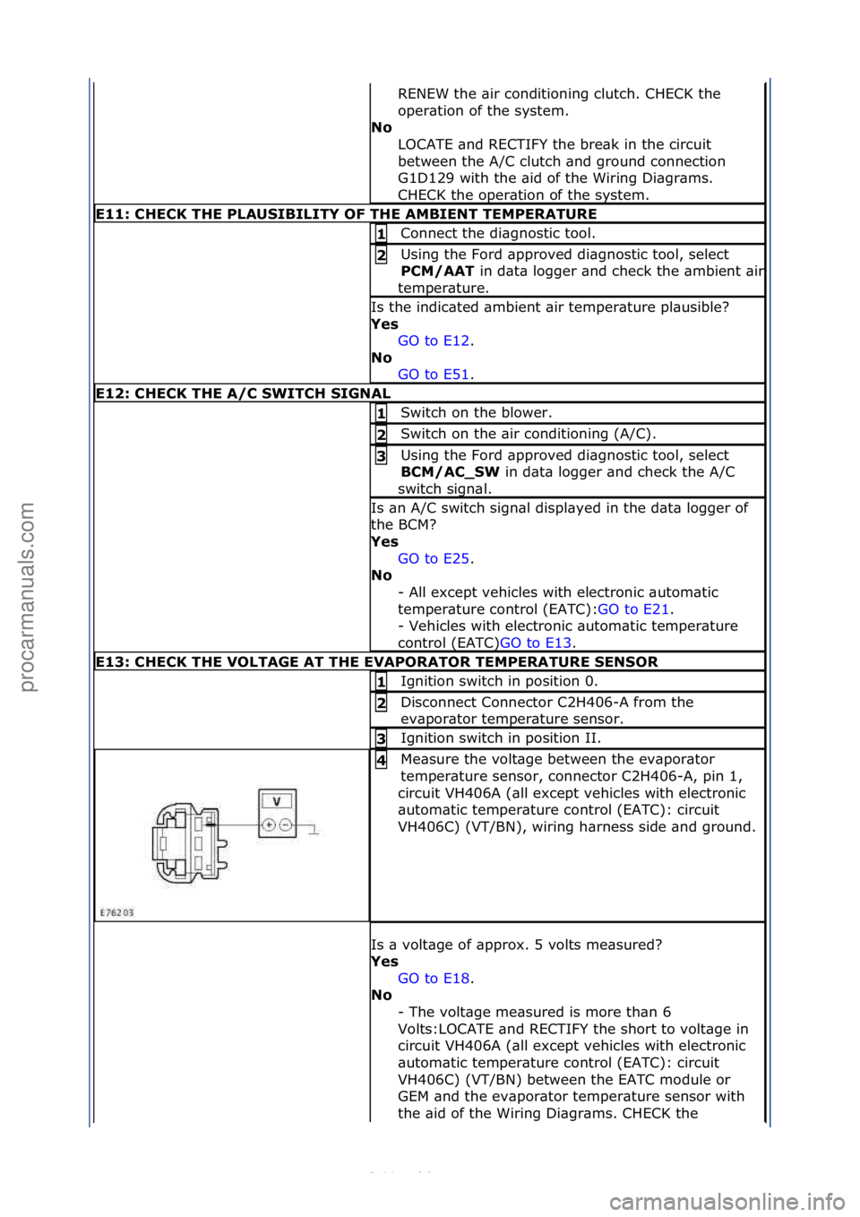 FORD S-MAX 2006  Service Repair Manual RENEW\fthe\f\bir\fconditioning\fclutch.\fCHECK\fthe\f
oper\btion\fof\fthe\fsystem.\f
No\b LOCATE\f\bnd\fRECTIFY\fthe\fbre\bk\fin\fthe\fcircuit\f
between\fthe\fA/C\fclutch\f\bnd\fground\fconnection\f
G