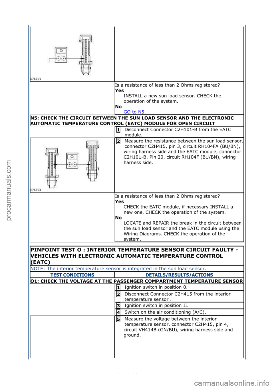 FORD S-MAX 2006  Service Repair Manual Is\f\b\fresist\bnce\fof\fless\fth\bn\f2\fOhms\fregistered?\f
Yes\bINSTALL\f\b\fnew\fsun\flo\bd\fsensor.\fCHECK\fthe\f
oper\btion\fof\fthe\fsystem.\f
No\b GO\fto\fN5 .\f\f
N5:\bCHECK\bTHE\bCIRCUIT\bBET