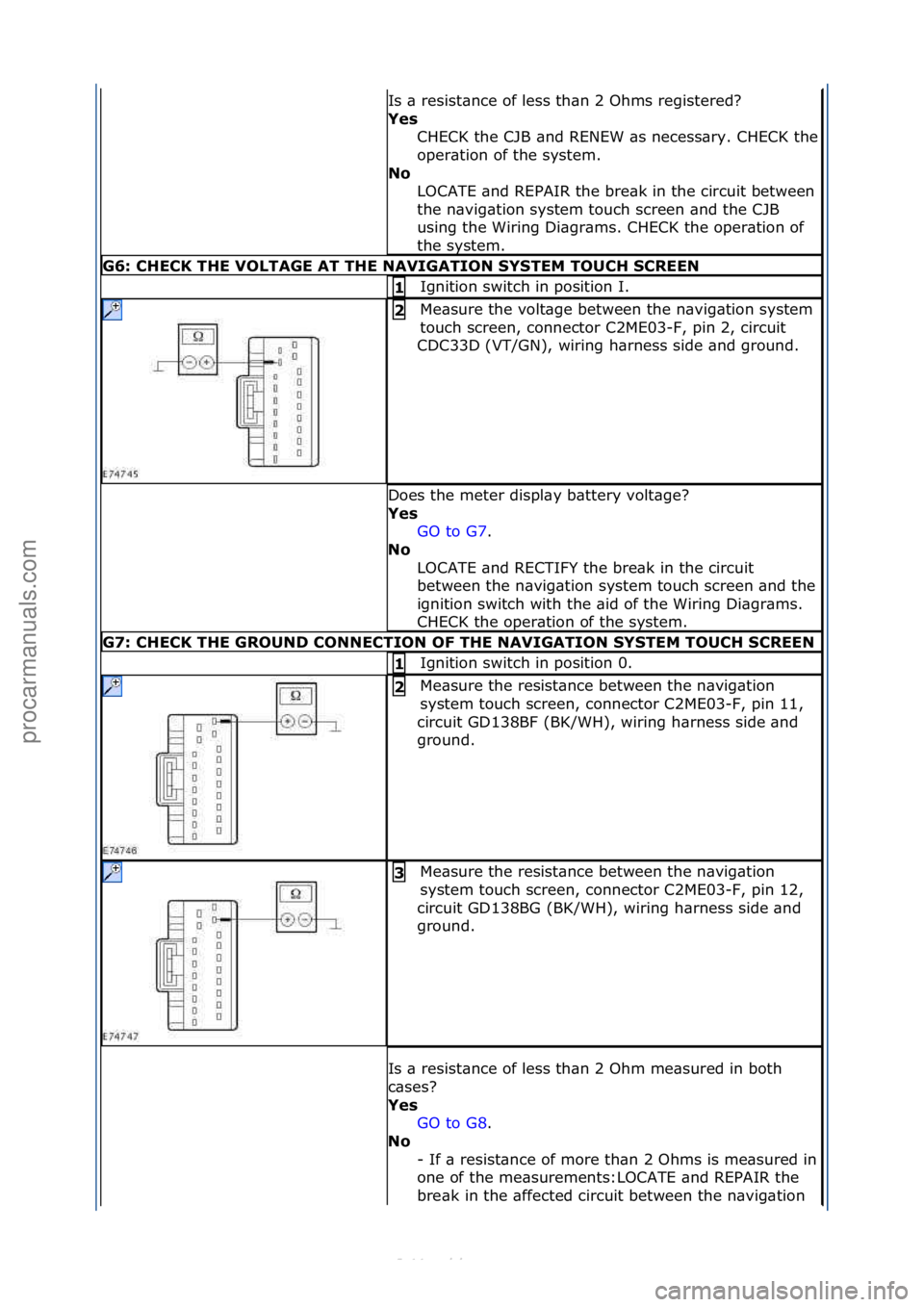 FORD S-MAX 2006  Service Repair Manual Is\f\b\fresist\bnce\fof\fless\fth\bn\f2\fOhms\fregistered?\f
Yes 
CHECK\fthe\fCJB\f\bnd\fRENEW\f\bs\fnecess\bry.\fCHECK\fthe\f
oper\btion\fof\fthe\fsystem.\f
No  LOCATE\f\bnd\fREPAIR\fthe\fbre\bk\fin\