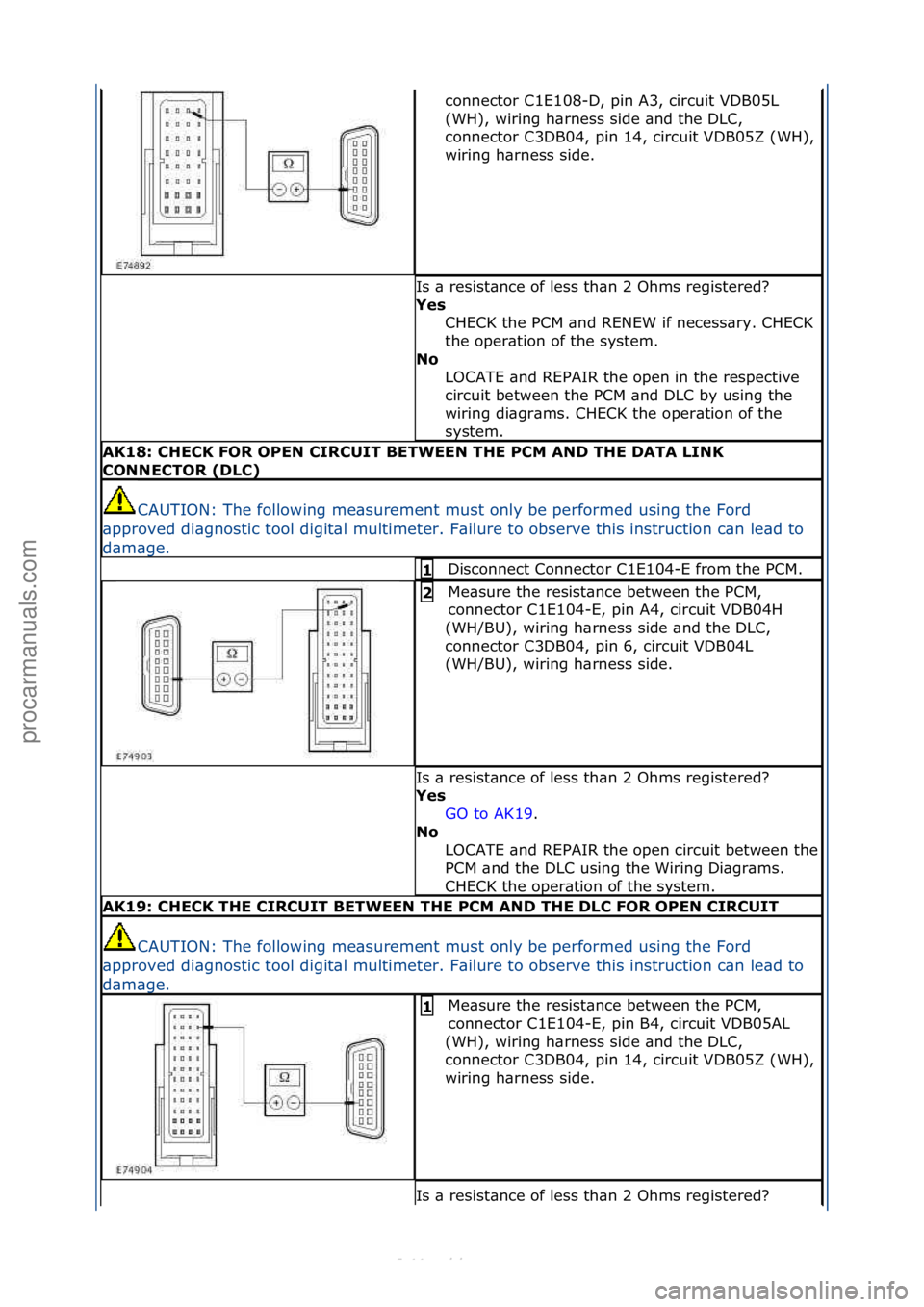 FORD S-MAX 2006  Service Repair Manual connector\fC1E108-D,\fpin\fA3,\fcircuit\fVDB05L\f
(WH),\fwiring\fh\brness\fside\f\bnd\fthe\fDLC,\f
connector\fC3DB04,\fpin\f14,\fcircuit\fVDB05Z\f(WH),\f
wiring\fh\brness\fside.\f
Is\f\b\fresist\bnce\