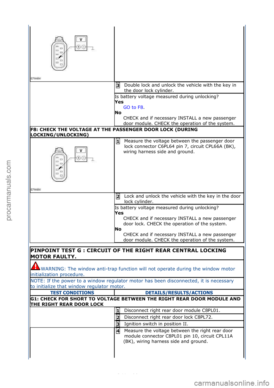 FORD S-MAX 2006  Service Repair Manual Double\flock\f\bnd\funlock\fthe\fvehicle\fwith\fthe\fkey\fin\f
the\fdoor\flock\fcylinder.\f3 
Is\fb\bttery\fvolt\bge\fme\bsured\fduring\funlocking?\f
Y\fs GO\fto\fF8 .\f\f
No  
C

HECK\f\bnd\fif\fnece