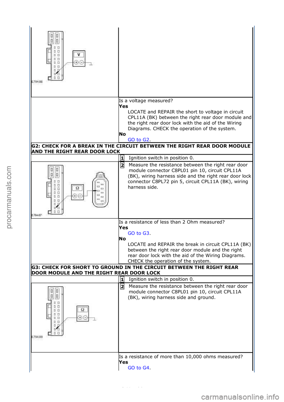 FORD S-MAX 2006  Service Repair Manual Is\f\b\fvolt\bge\fme\bsured?\f
Y\fs LOCATE\f\bnd\fREPAIR\fthe\fshort\fto\fvolt\bge\fin\fcircuit\f
CPL11A\f(BK)\fbetween\fthe\fright\fre\br\fdoor\fmodule\f\bnd\f
the\fright\fre\br\fdoor\flock\fwith\fth