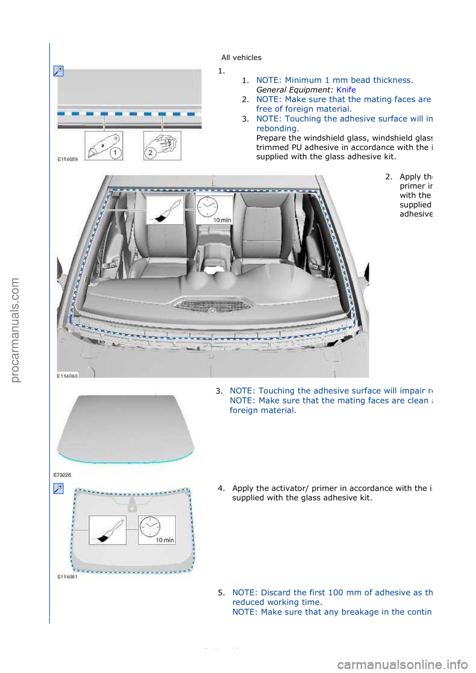 FORD S-MAX 2006  Service Repair Manual All\fvehicles\f
1. \f\f 1.N

OTE:\fMinimum\f1\fmm\fbe\bd\fthickness.\f
General \fquipment\b  Kn
 ife\f
2.
NOTE:\fM\bke\fsure\fth\bt\fthe\fm\bting\ff\bces\f\bre\fcle\bn\f\bnd\f
free\fof\fforeign\fm\bte