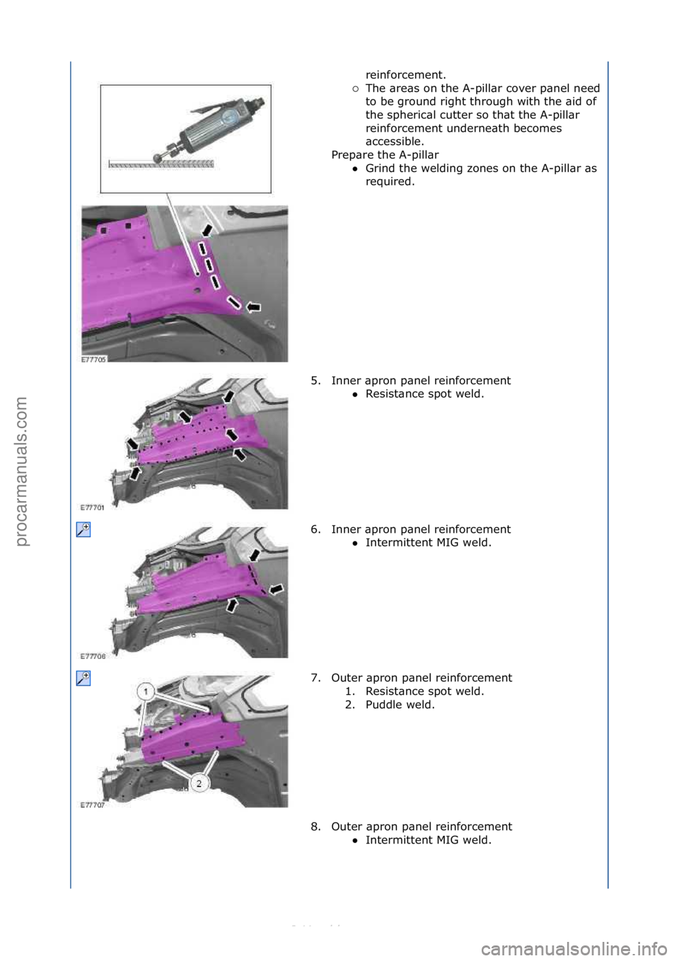 FORD S-MAX 2006  Service Repair Manual reinforcement.\f\f
 The\f\bre\bs\fon\fthe\fA-
pill\br\fcover\fp\bnel\fneed\f
to\fbe\fground\fright\fthrough\fwith\fthe\f\bid\fof\f
the\fspheric\bl\fcutter\fso\fth\bt\fthe\fA-pill\br\f
reinforcement\f