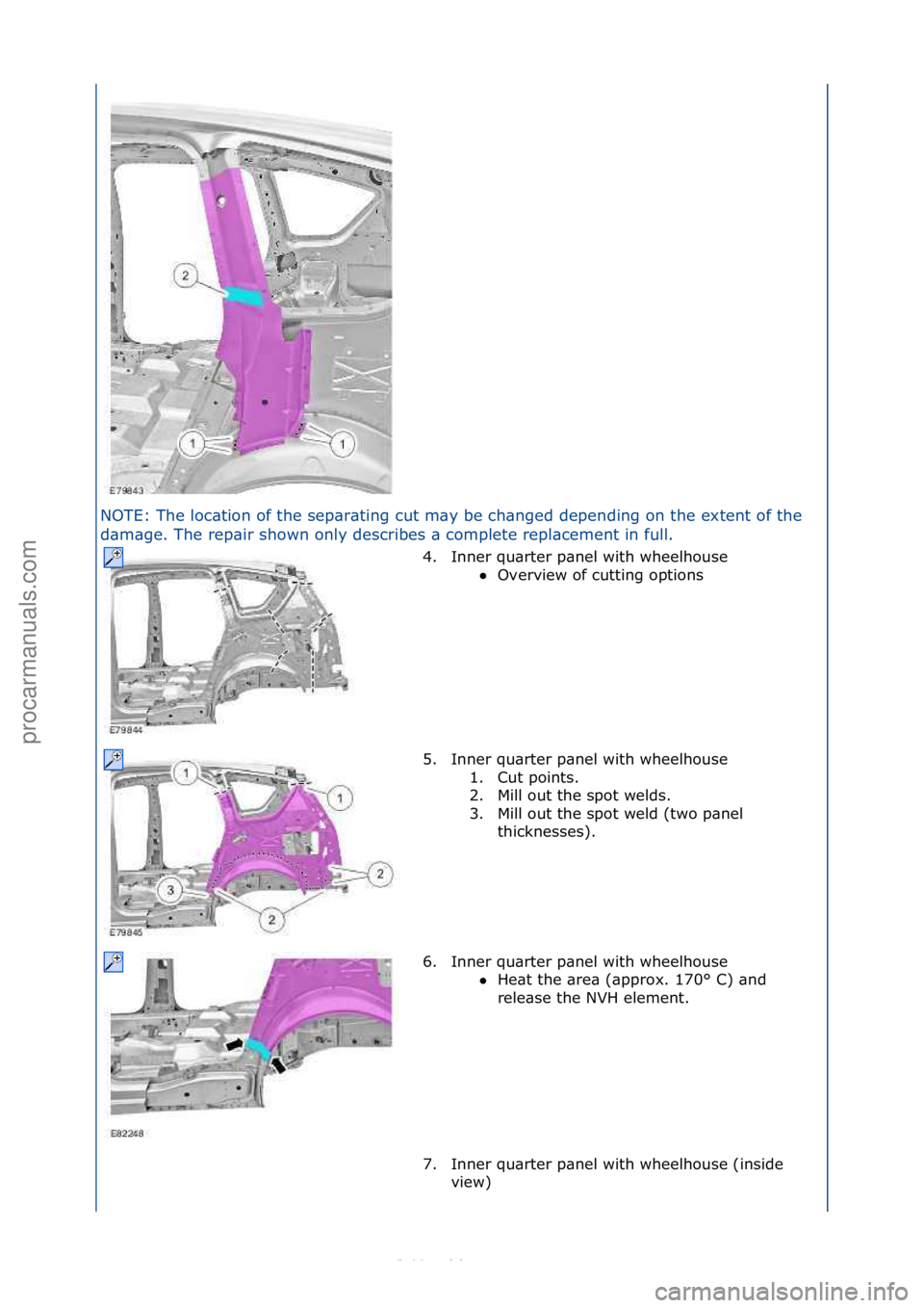 FORD S-MAX 2006  Service Repair Manual NOTE:\fThe\floc\btion\fof\fthe\fsep\br\bting\fcut\fm\by\fbe\fch\bnged\fdepending\fon\fthe\fextent\fof\fthe\f
d\bm\bge.\fThe\frep\bir\fshown\fonly\fdescribes\f\b\fcomplete\frepl\bcement\fin\ffull.\f4. 