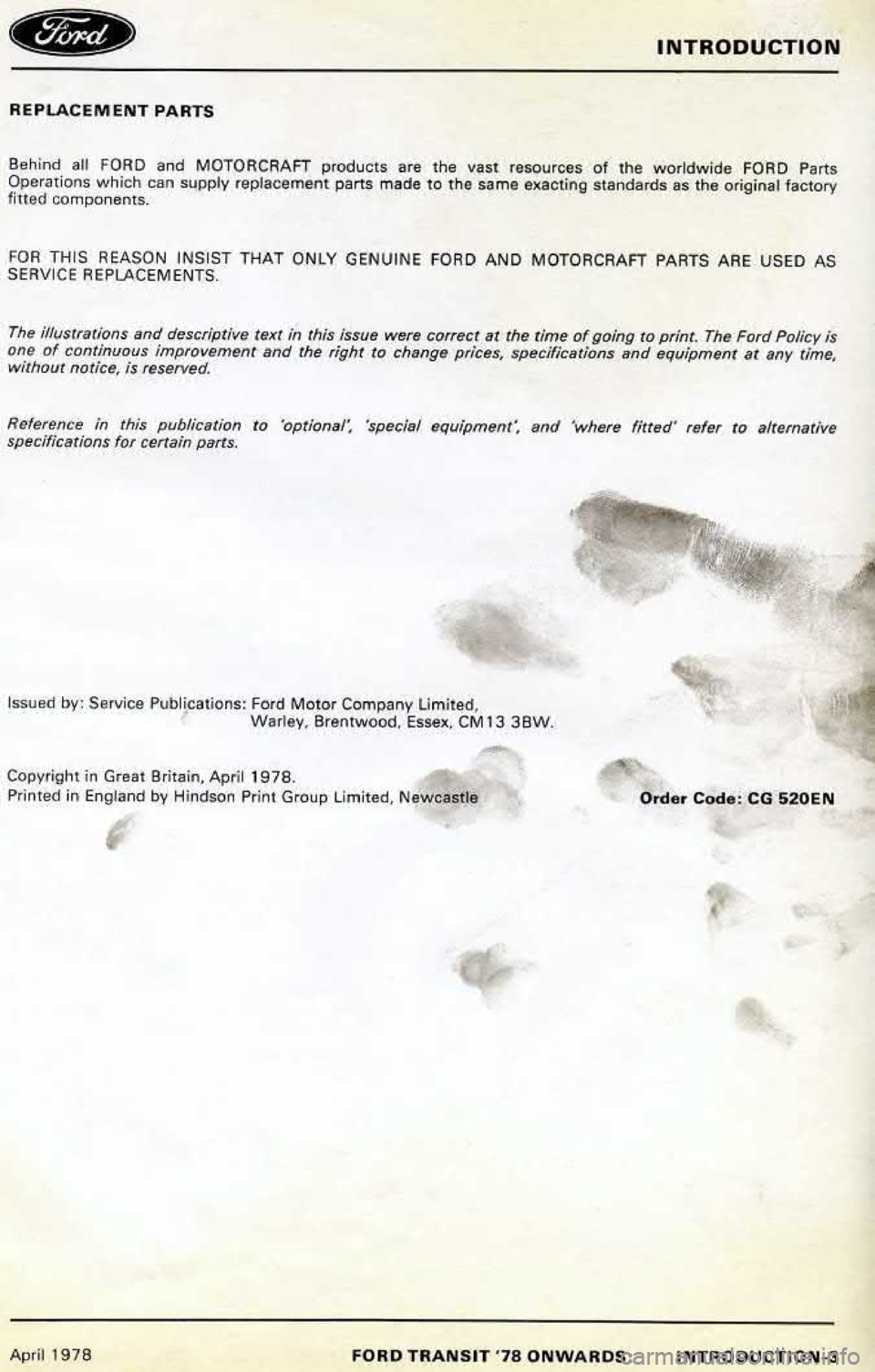 FORD TRANSIT 1978  Service Repair Manual 