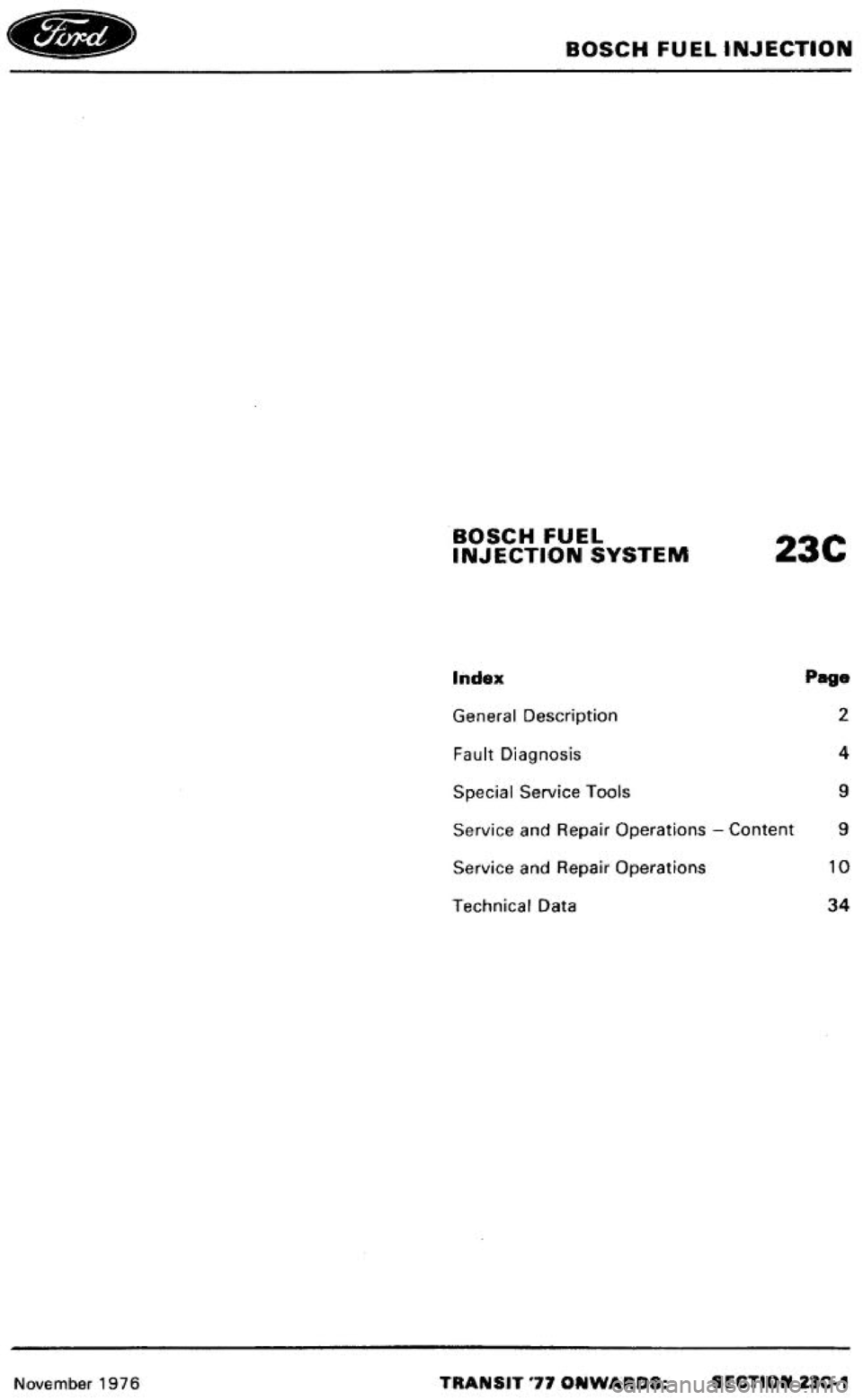 FORD TRANSIT 1978  Service Repair Manual 