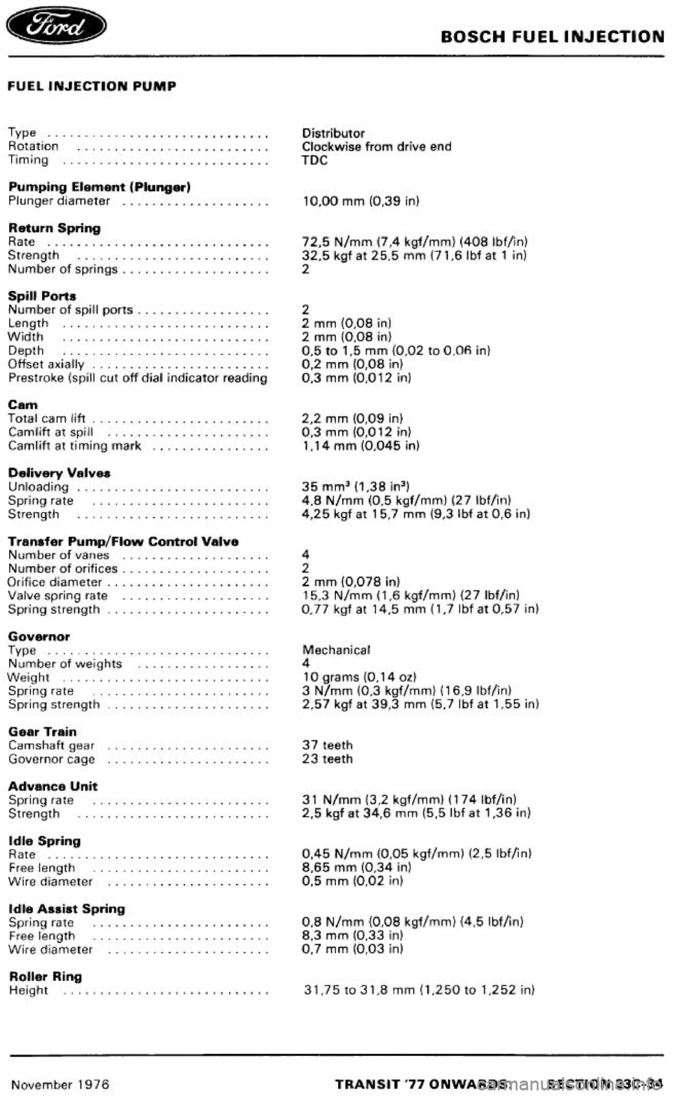 FORD TRANSIT 1978  Service Repair Manual 