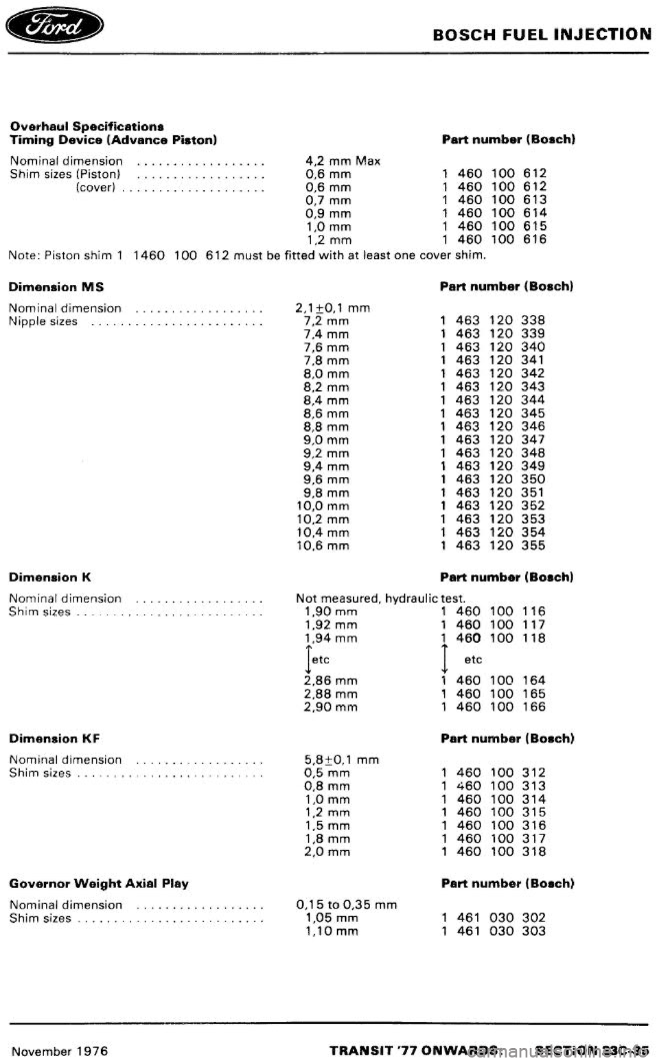 FORD TRANSIT 1978  Service Repair Manual 