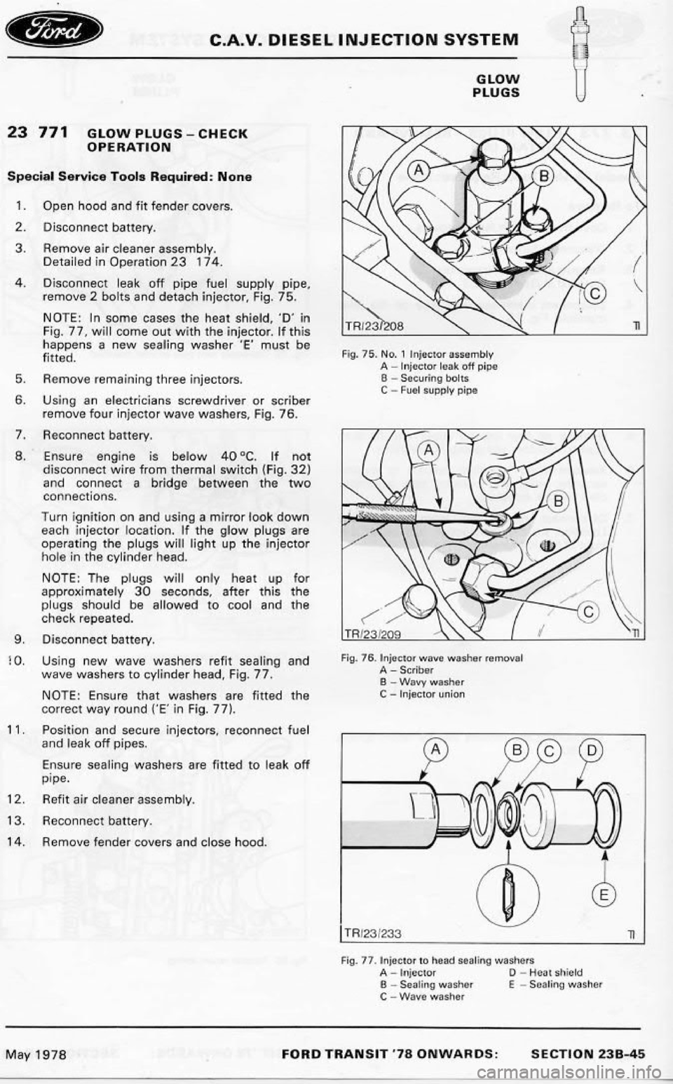 FORD TRANSIT 1978  Service Repair Manual 