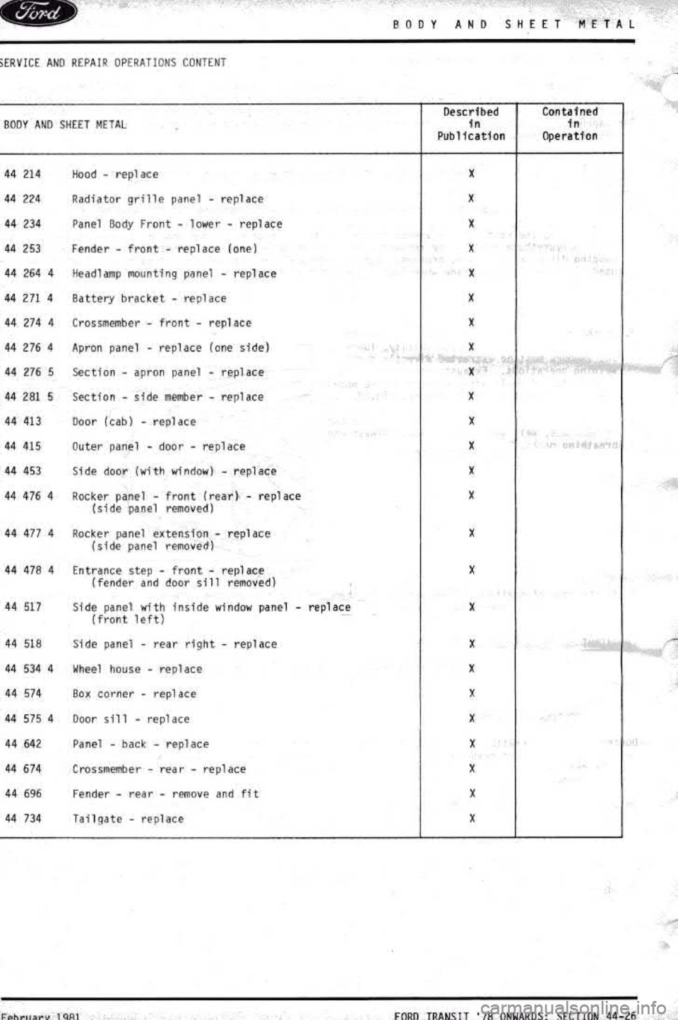 FORD TRANSIT 1978  Service Repair Manual 