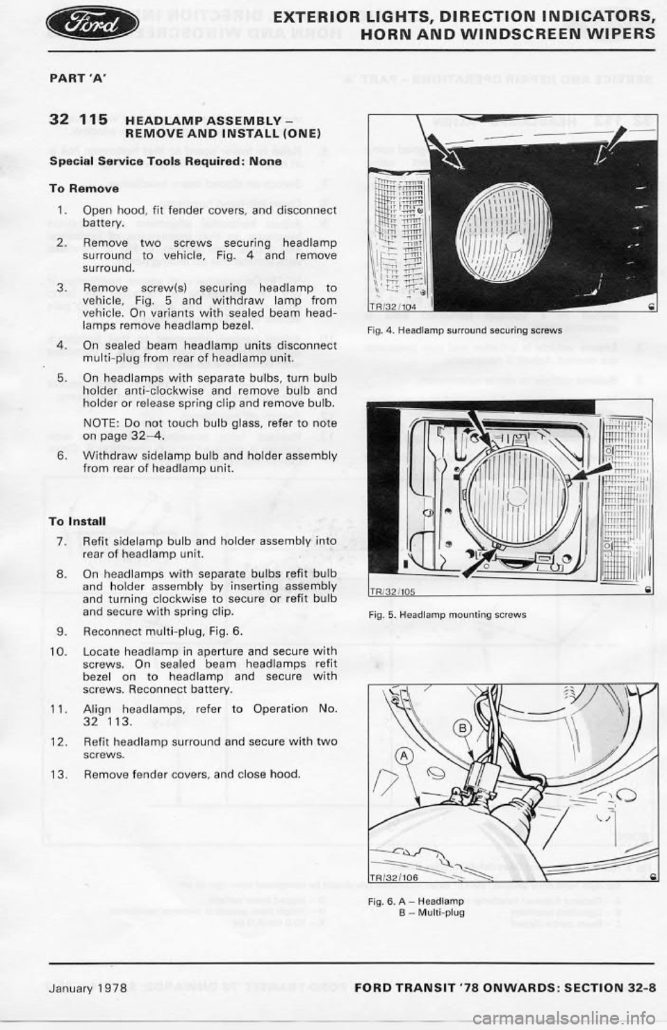 FORD TRANSIT 1978  Service Repair Manual 
