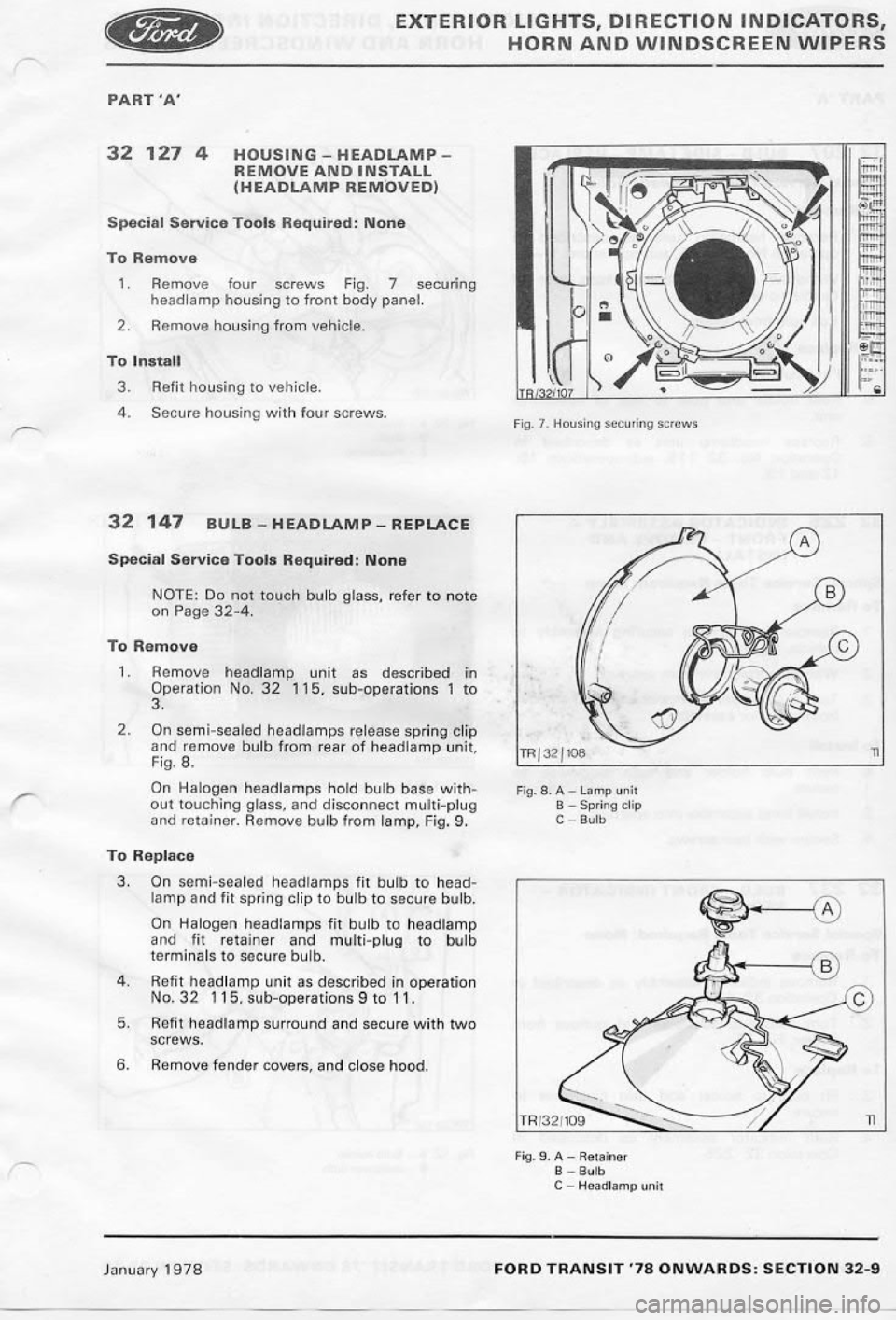 FORD TRANSIT 1978  Service Repair Manual 