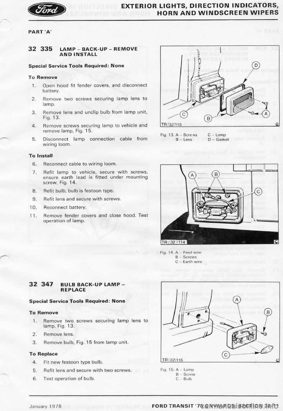 FORD TRANSIT 1978  Service Repair Manual 