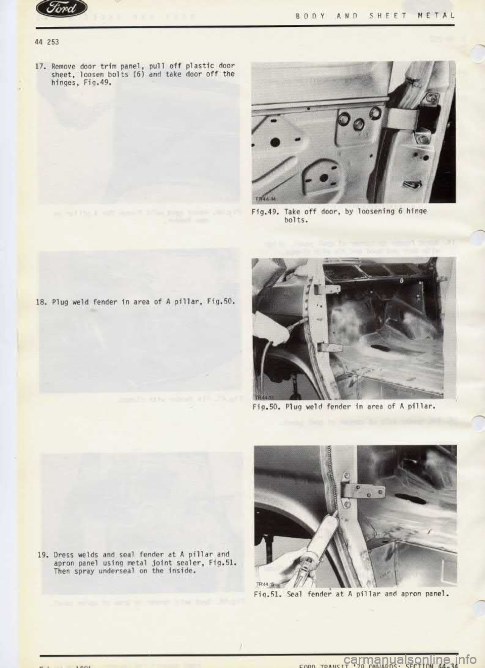 FORD TRANSIT 1978  Service Repair Manual 