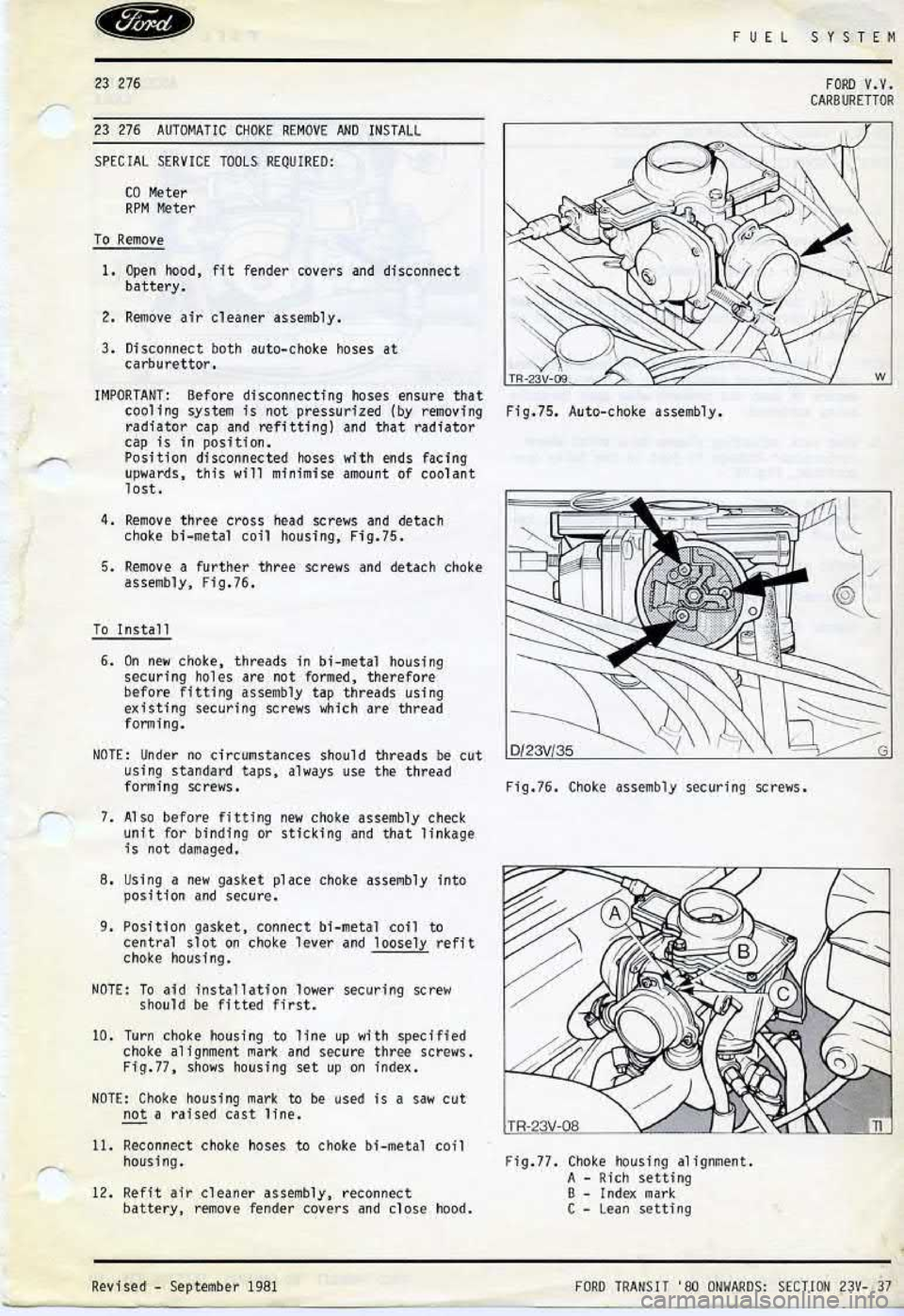 FORD TRANSIT 1978  Service Repair Manual 