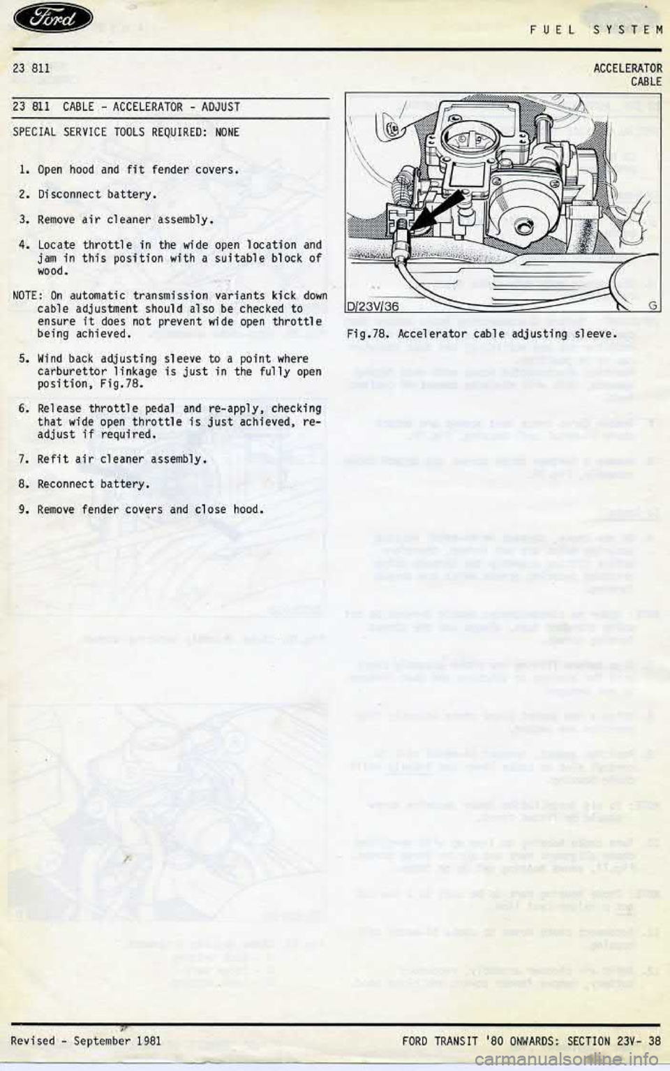 FORD TRANSIT 1978  Service Repair Manual 
